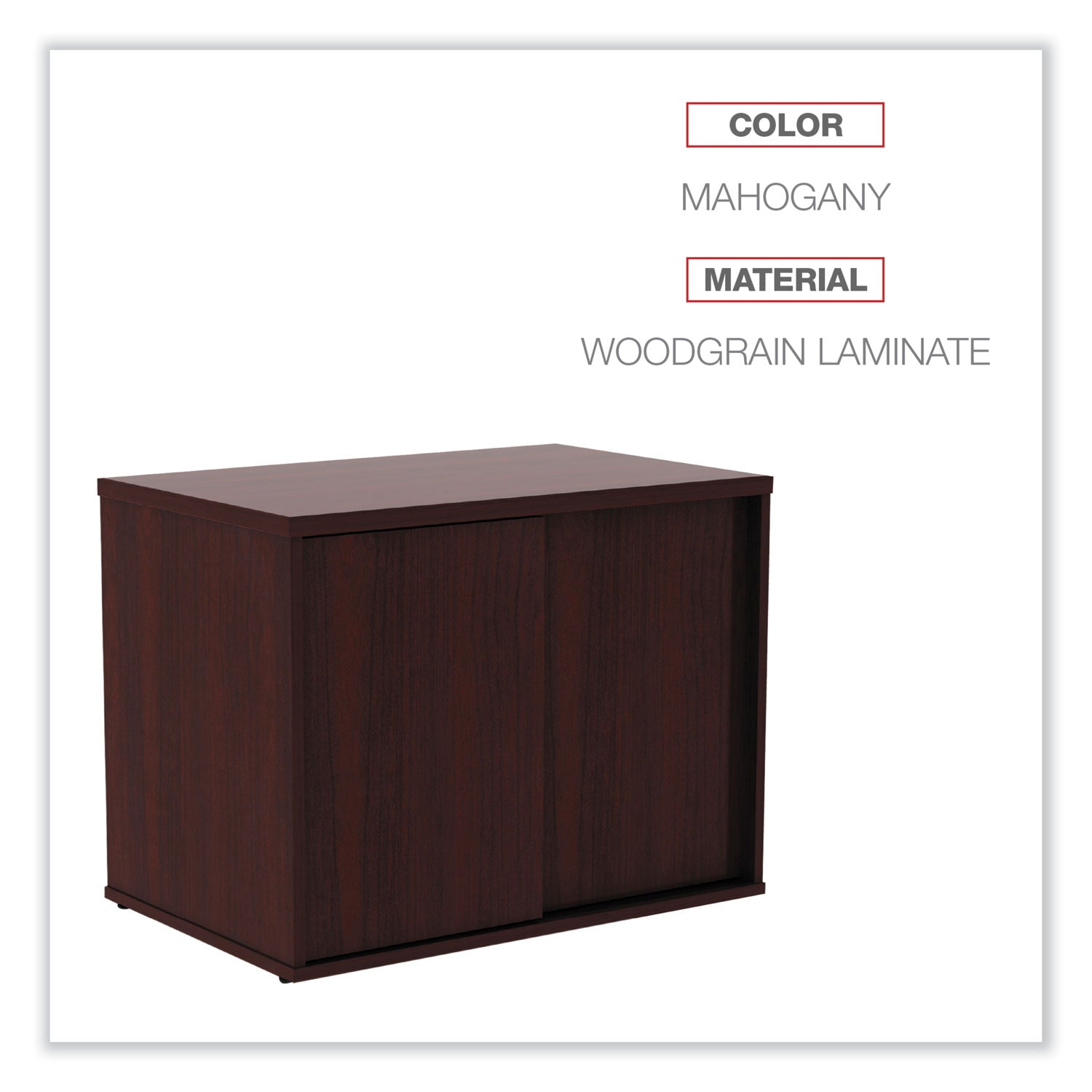 Alera® Alera Open Office Desk Series Low Storage Cabinet Credenza, Woodgrain Laminate, 29.5" x 19.13" x 22.78", Mahogany