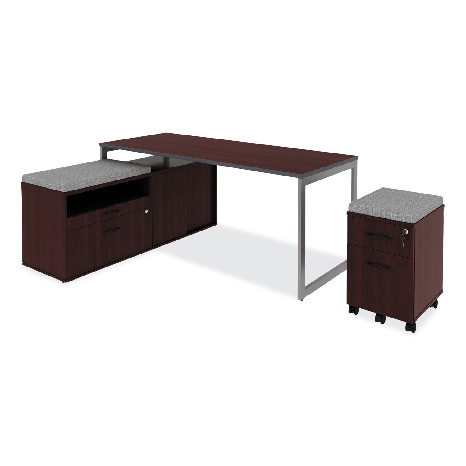 Alera® Alera Open Office Desk Series Low Storage Cabinet Credenza, Woodgrain Laminate, 29.5" x 19.13" x 22.78", Mahogany