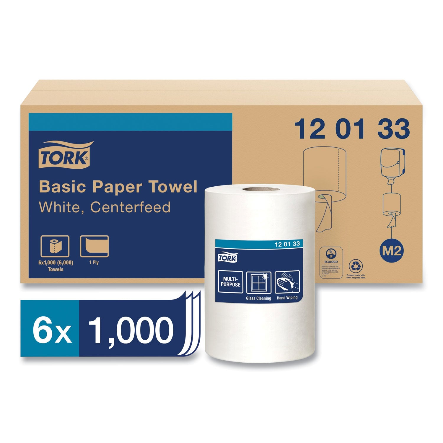 Tork® Advanced Centerfeed Hand Towel, 1-Ply, 8.25 x 11.8, White, 1,000/Roll, 6/Carton