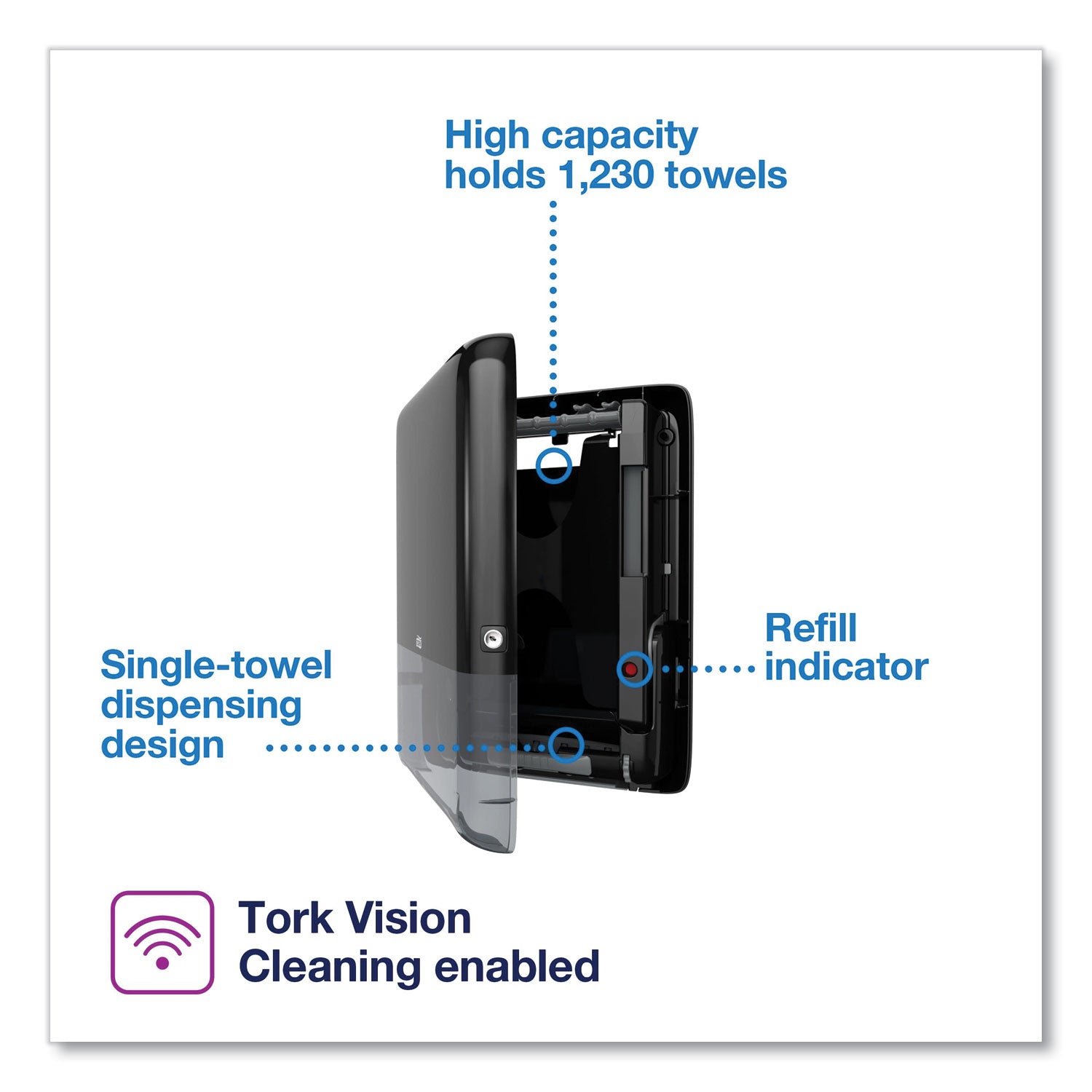 Tork® Peakserve Continuous Hand Towel Dispenser, 14.44 X 3.97 X 19.3, Black