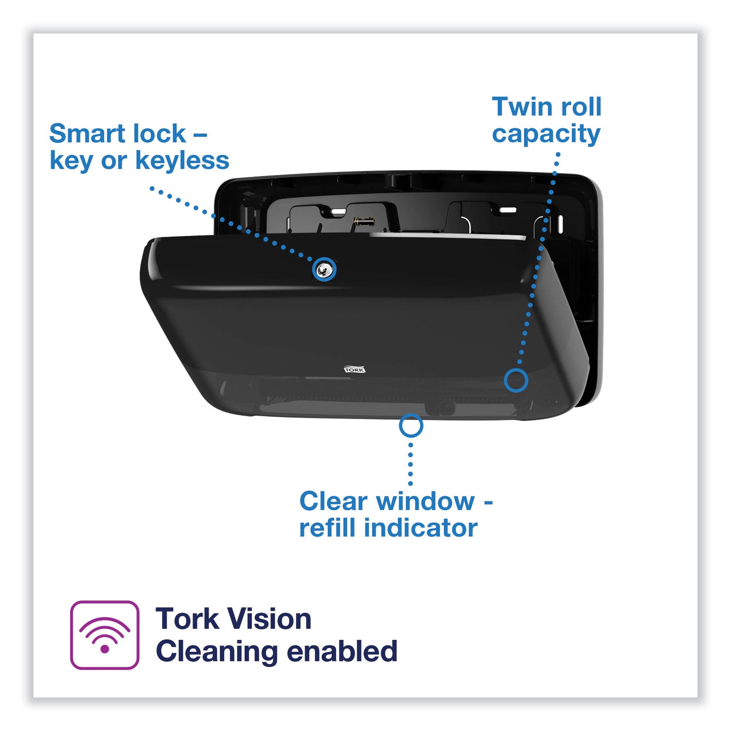 Tork® Elevation Bath Tissue Mini-Jumbo Roll Twin Dispenser, 17 x 5.69 x 10.13, Black