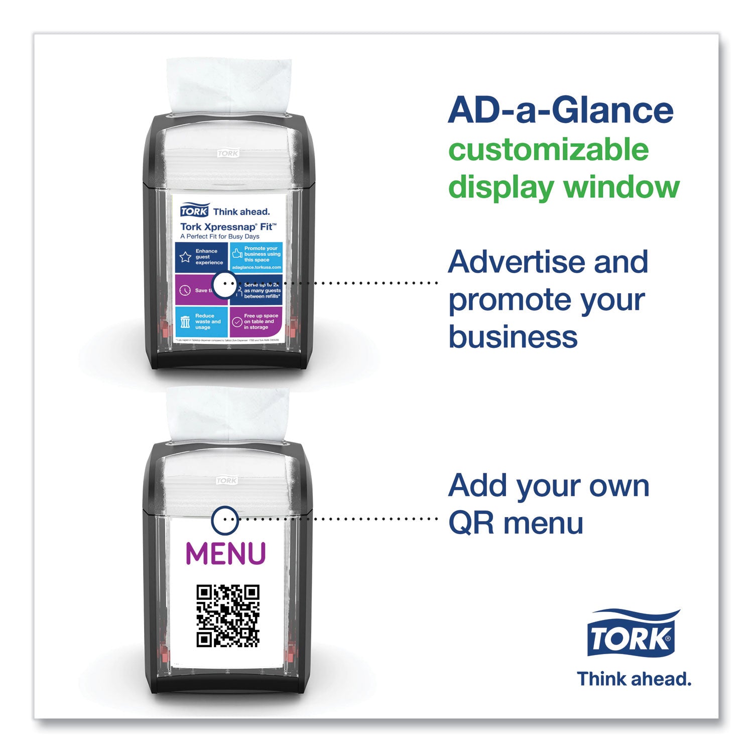 Tork® Xpressnap Fit Napkin Dispenser, Tabletop, 4.4 x 5.6 x 6.7, Black