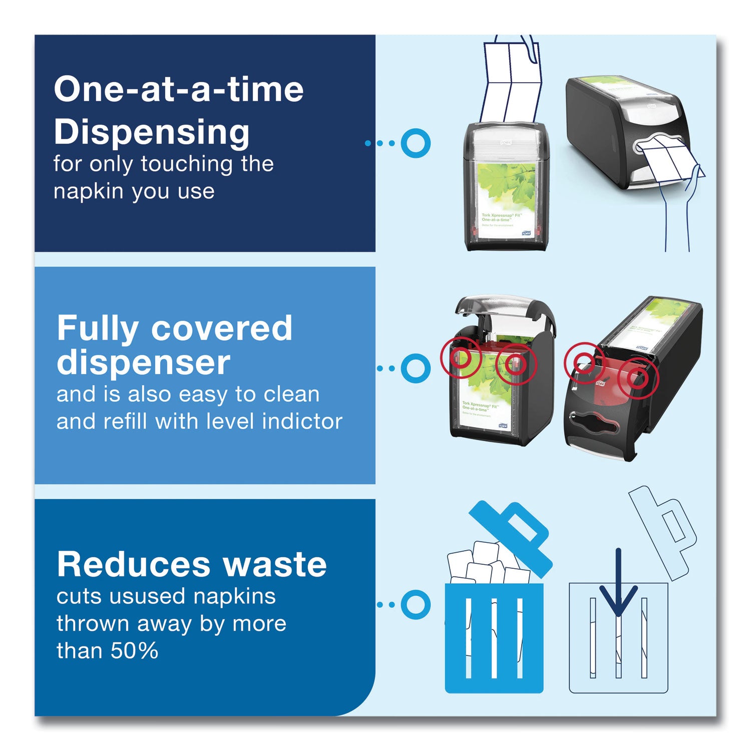 Tork® Xpressnap Fit Napkin Dispenser, Tabletop, 4.4 x 5.6 x 6.7, Black