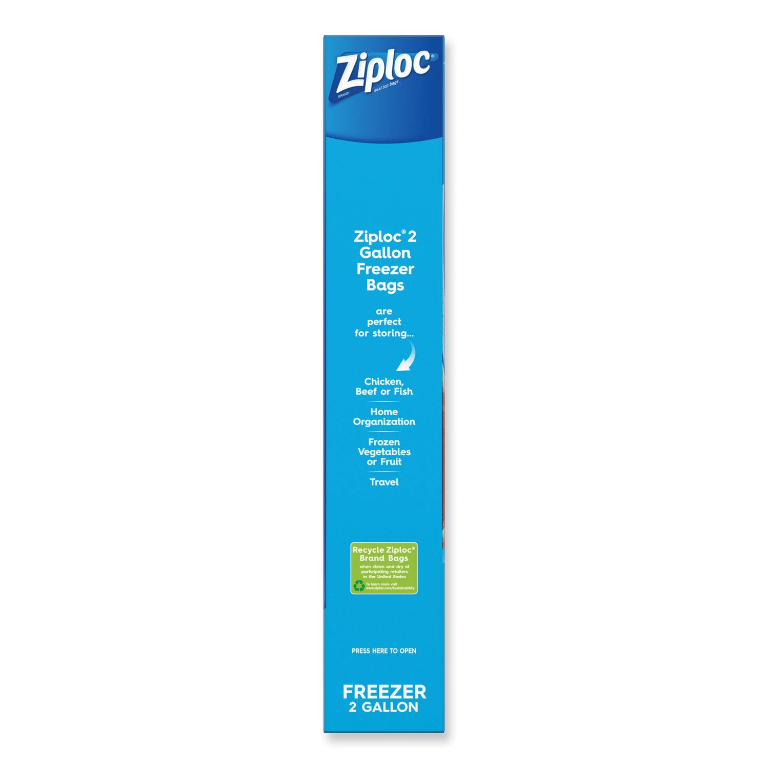 Ziploc® Zipper Freezer Bags, 2 gal, 13" x 15", Clear, 10/Box