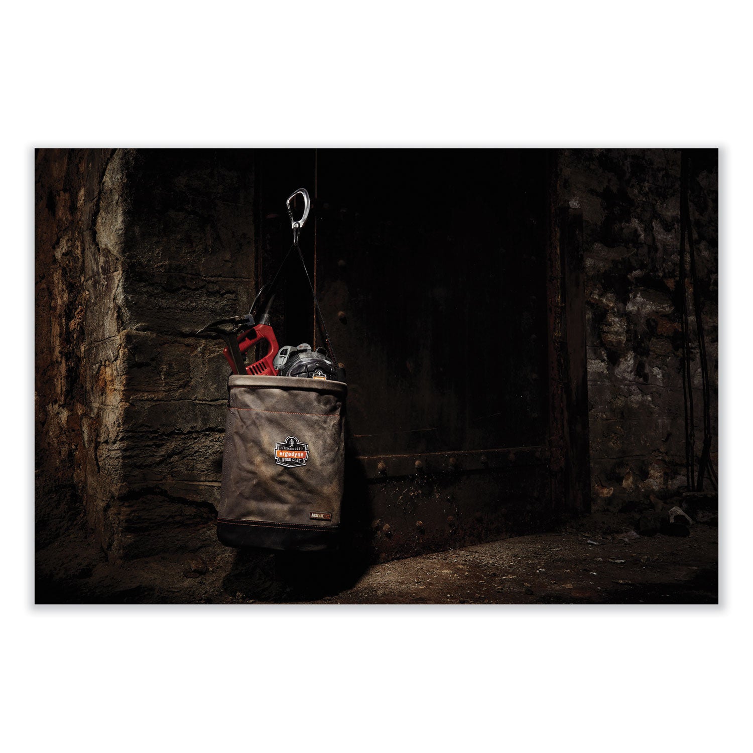 ergodyne® Arsenal 5940 Swiveling Carabiner Canvas Hoist Bucket, 150 lb, Gray