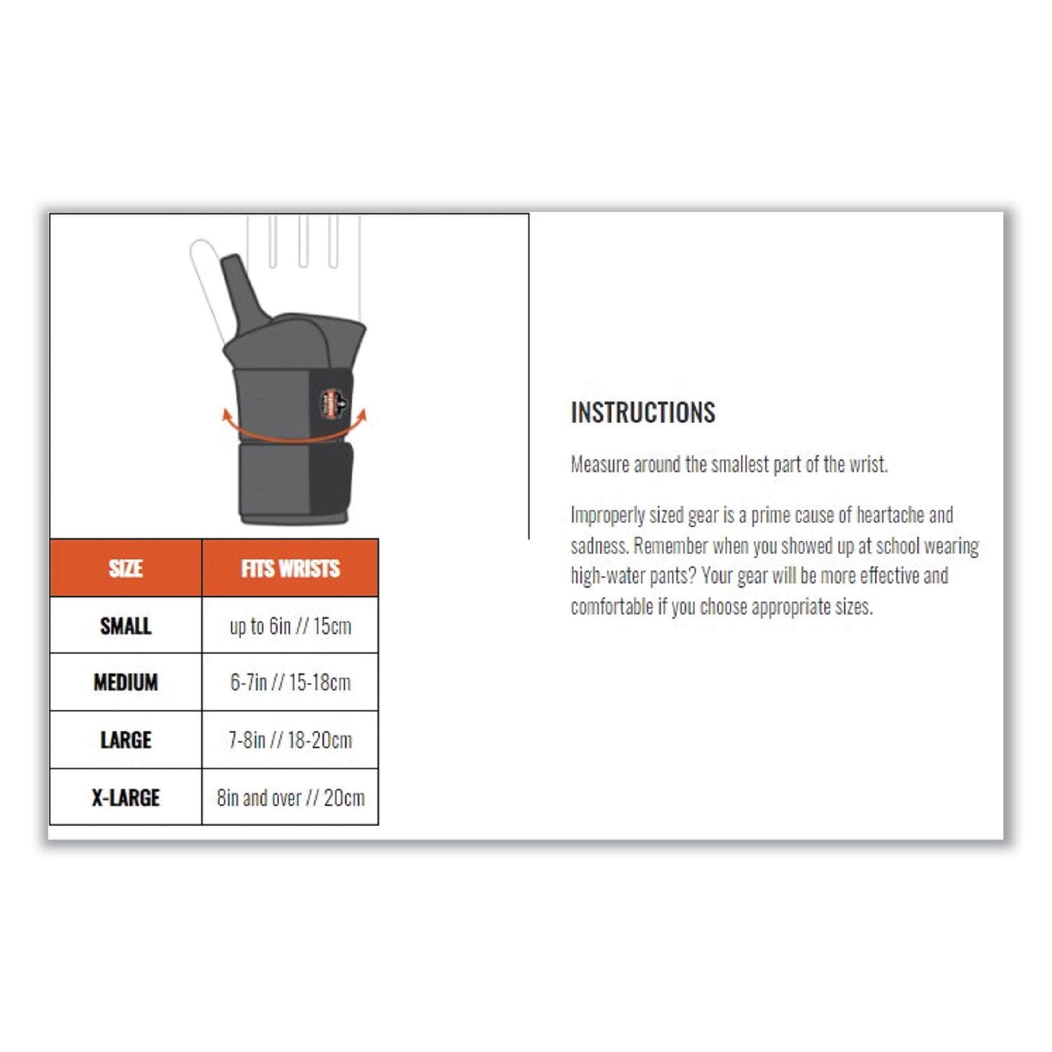 ergodyne® ProFlex 670 Ambidextrous Single Strap Wrist Support, Large, Fits Left/Right Hand, Black