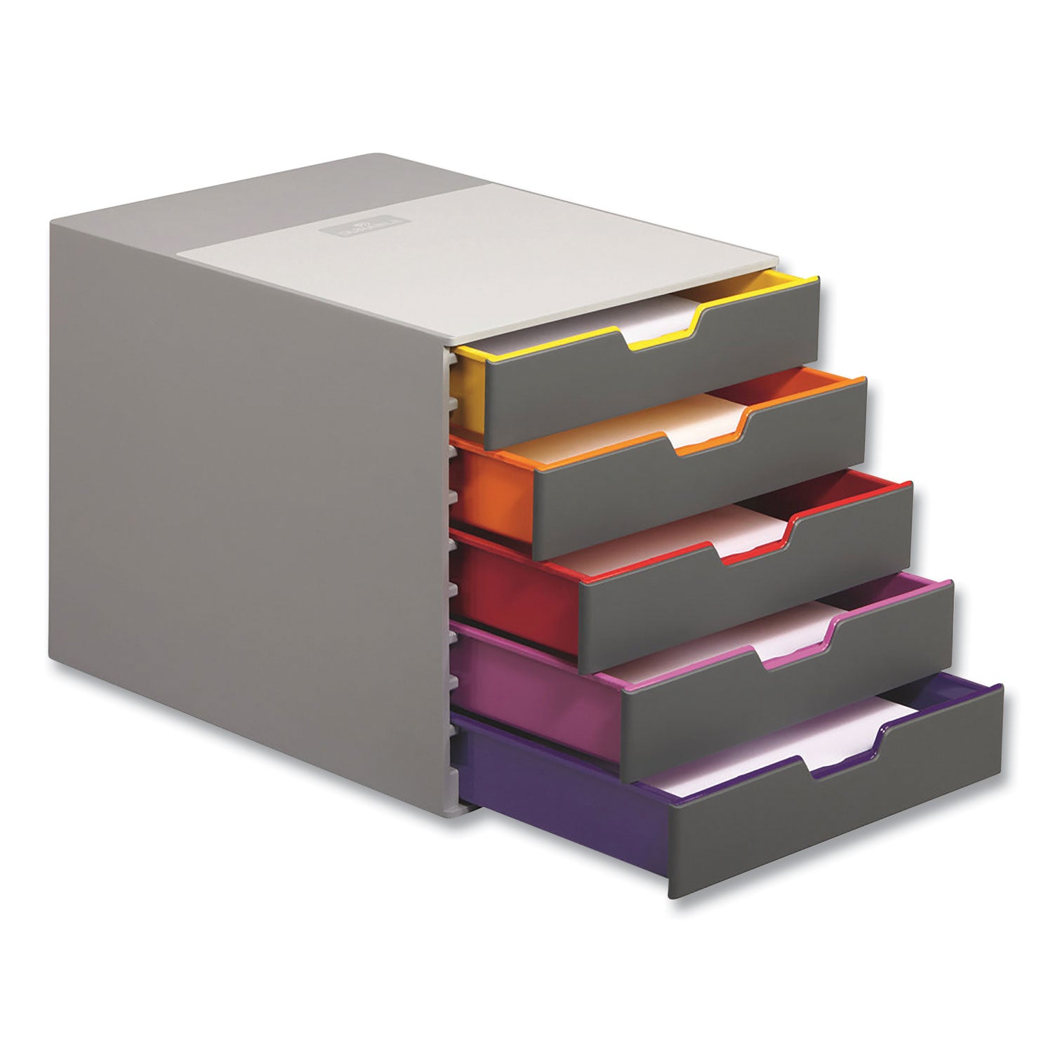 Durable® VARICOLOR Stackable Plastic Drawer Box, 5 Drawers, Letter to Folio Size Files, 11.5" x 14" x 11", Gray