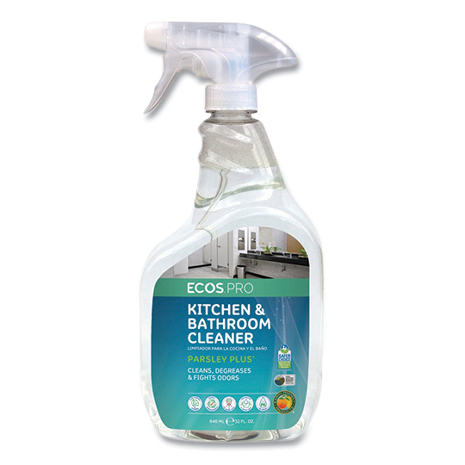 ECOS® PRO Parsley Plus All-Purpose Kitchen and Bathroom Cleaner, 32 oz Spray Bottle