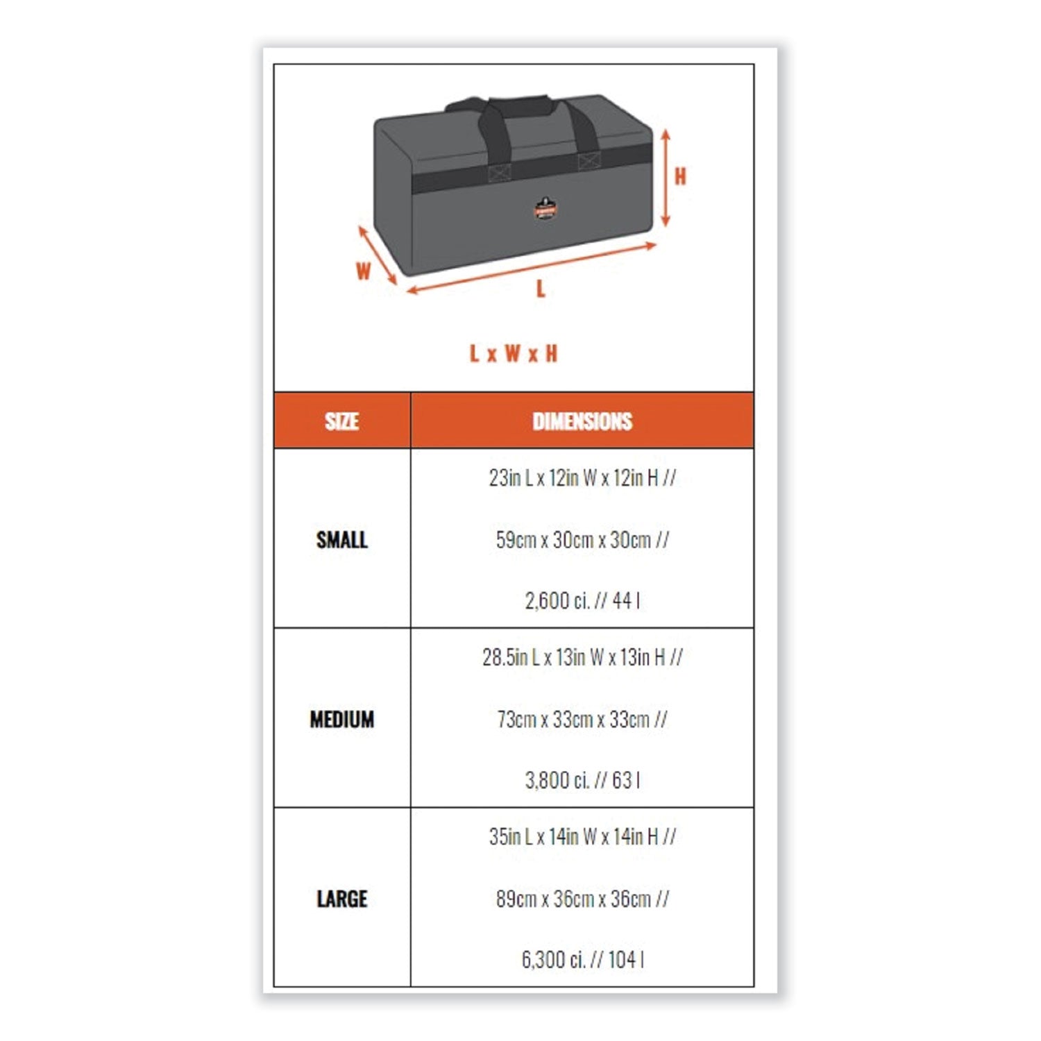 ergodyne® Arsenal 5020 Gear Duffel Bag, Nylon, Large, 14 x 35 x 14, Red