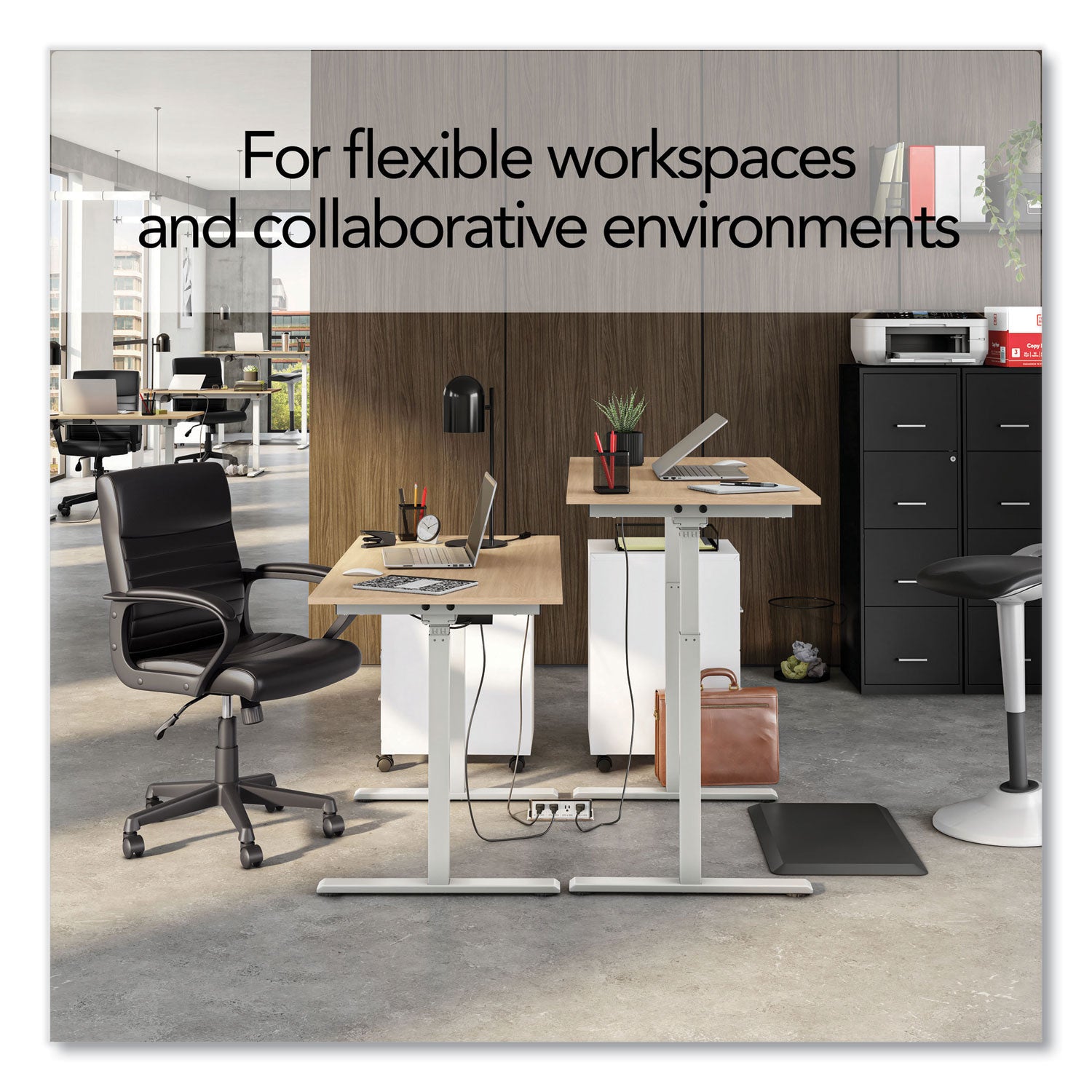 Union & Scale™ Essentials Electric Sit-Stand Two-Column Workstation, 47.2