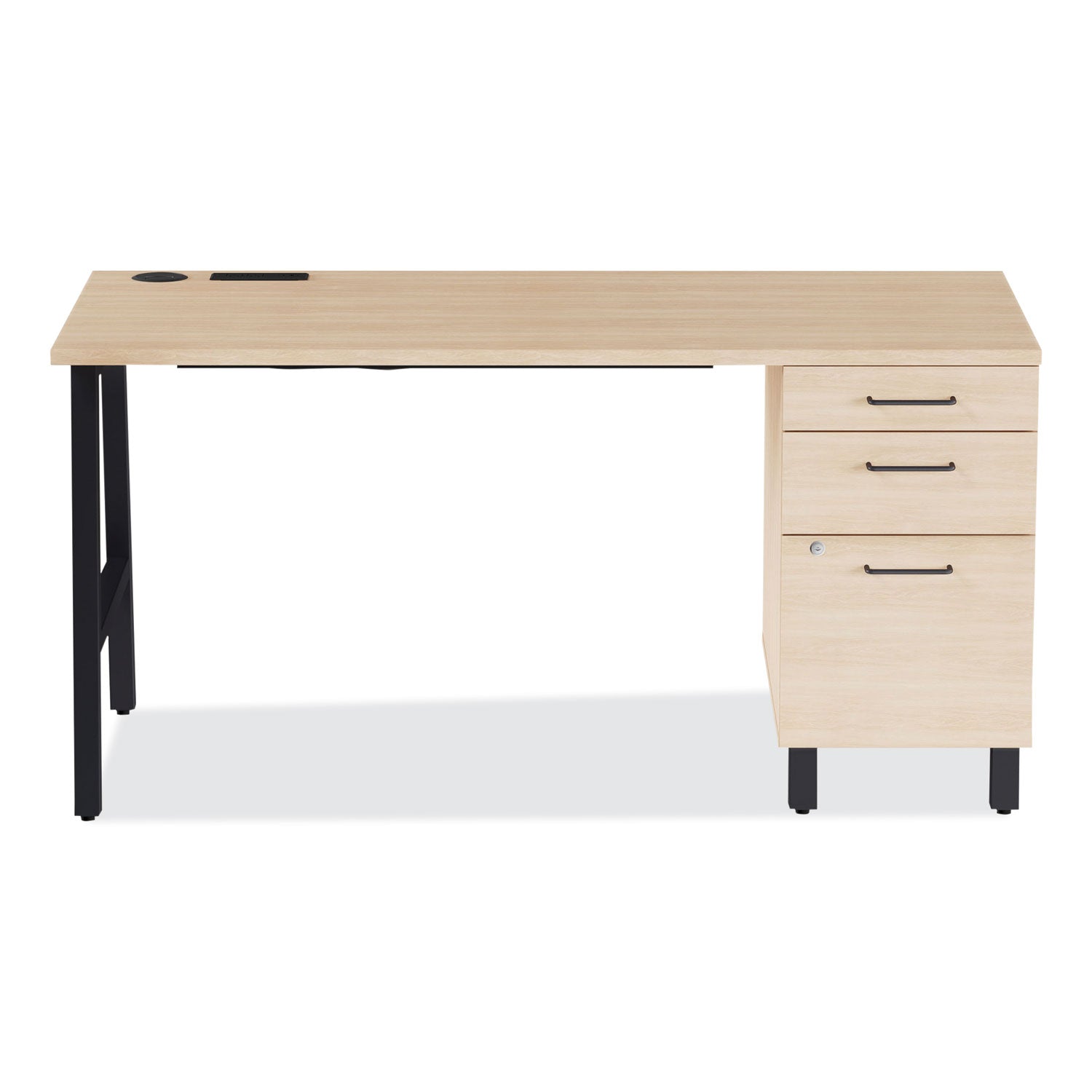 Union & Scale™ Essentials Single-Pedestal Writing Desk with Integrated Power Management, 59.8
