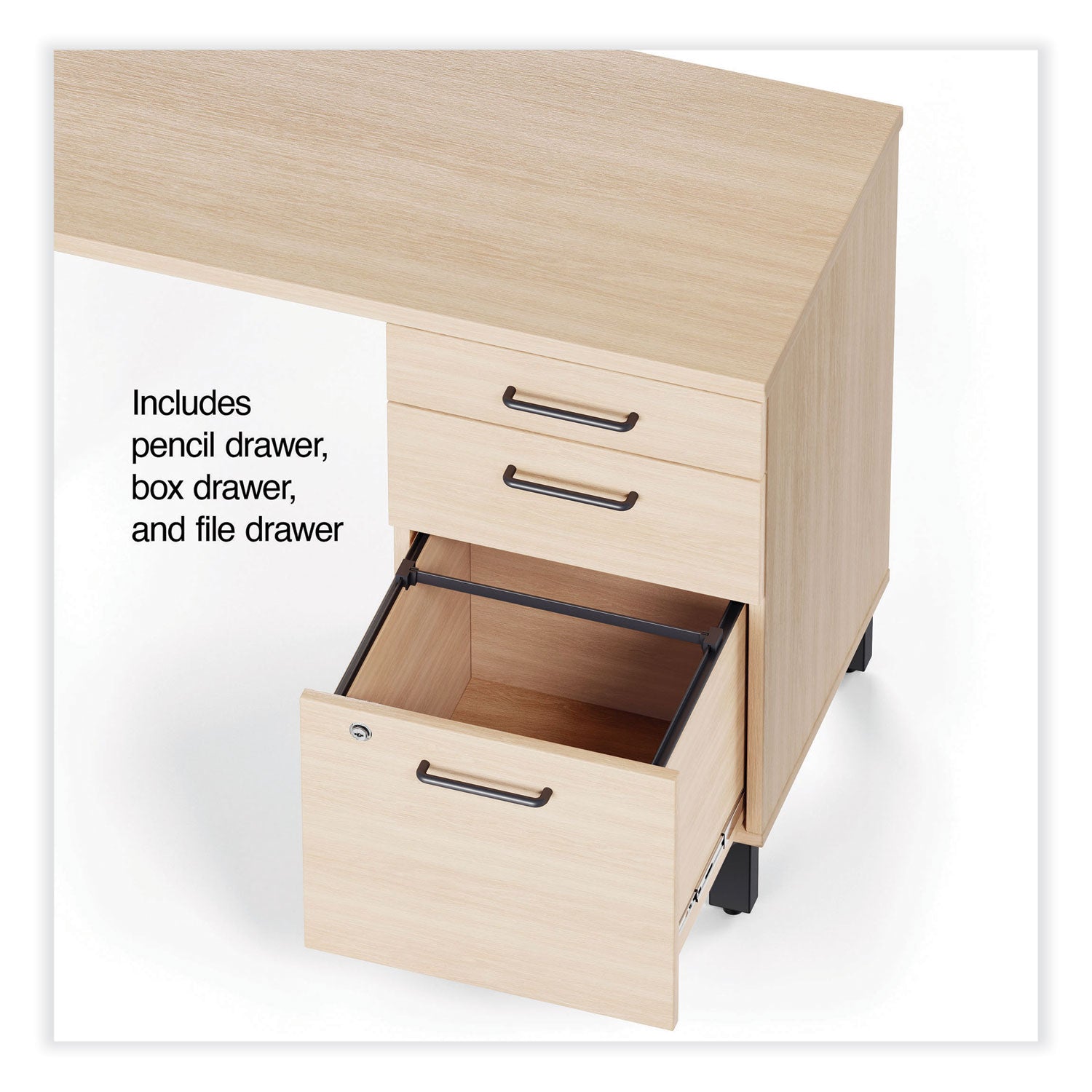 Union & Scale™ Essentials Single-Pedestal L-Shaped Desk with Integrated Power Management, 59.8