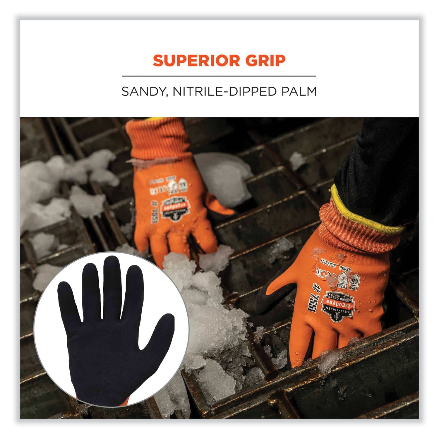 ergodyne® ProFlex 7551 ANSI A5 Coated Waterproof CR Gloves, Orange, Medium, Pair