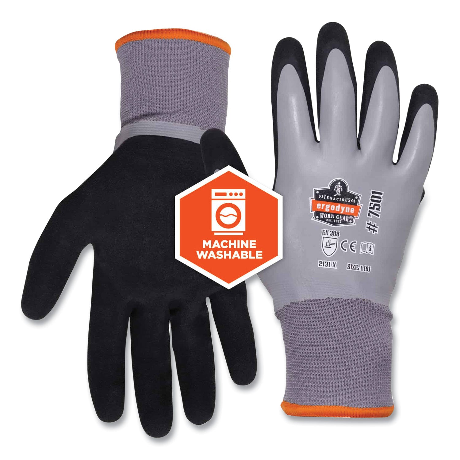 ergodyne® ProFlex 7501-CASE Coated Waterproof Winter Gloves, Gray, Medium, 144 Pairs/Carton