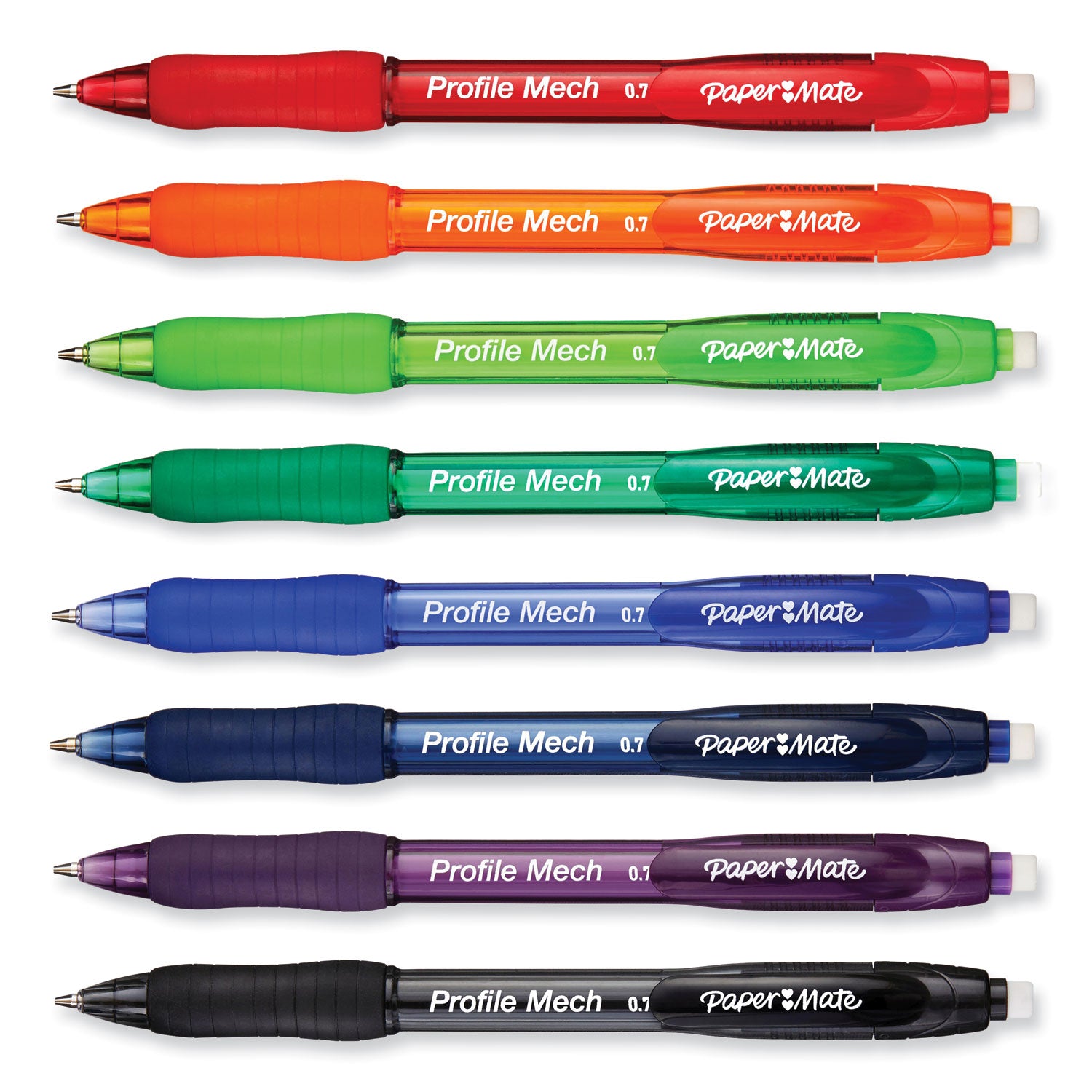 Paper Mate® Profile Mechanical Pencils, 0.7 Mm, Hb (#2), Black Lead, Assorted Barrel Colors, 8/pack