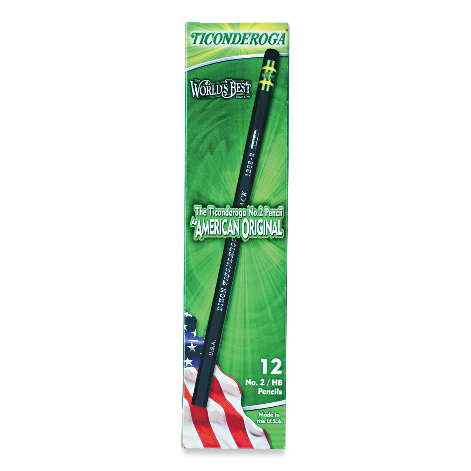 Ticonderoga® Pencils, Hb (#2), Black Lead, Black Barrel, Dozen