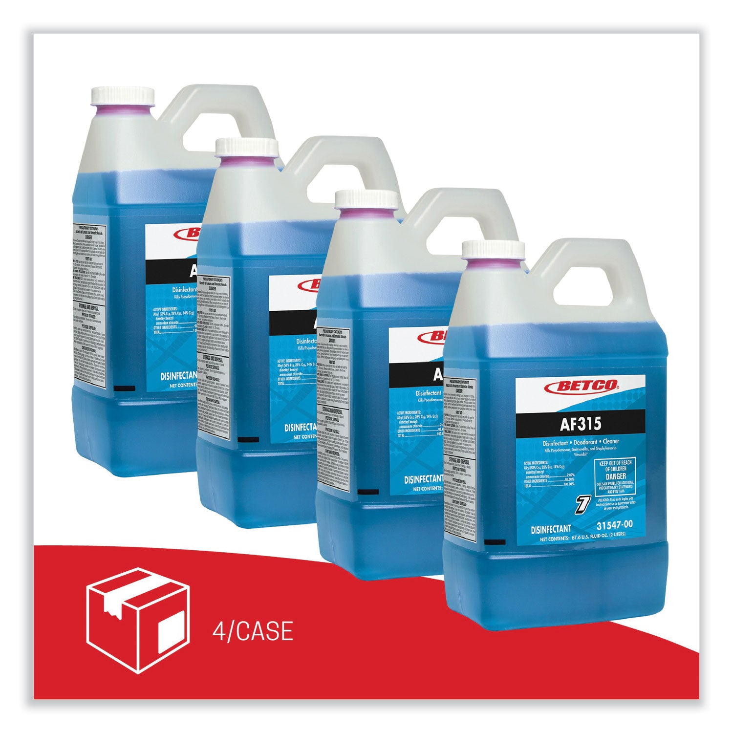 Betco® AF315 Disinfectant Cleaner, Citrus Floral Scent, 2 L Bottle, 4/Carton