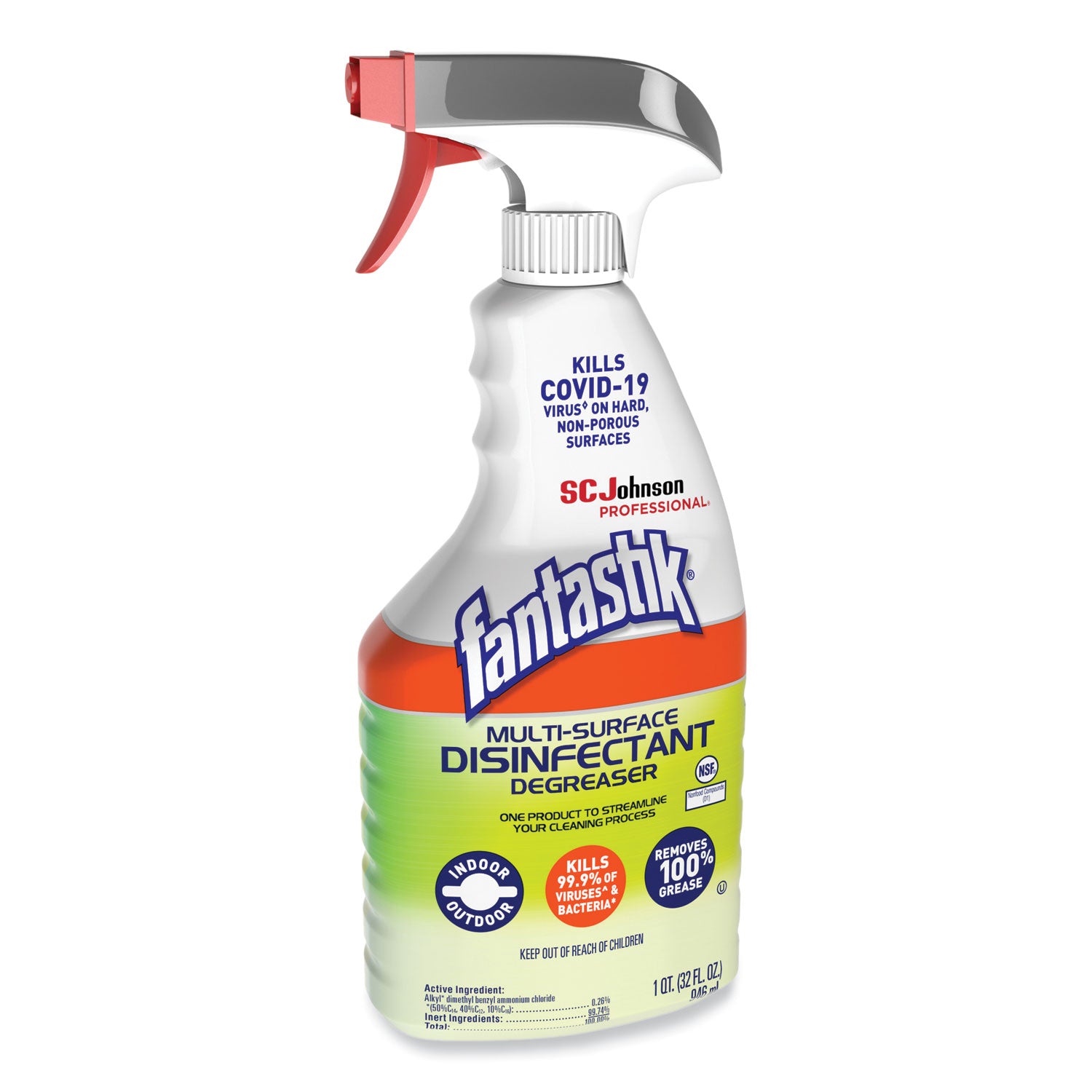 Fantastik® Multi-Surface Disinfectant Degreaser, Herbal, 32 Oz Spray Bottle