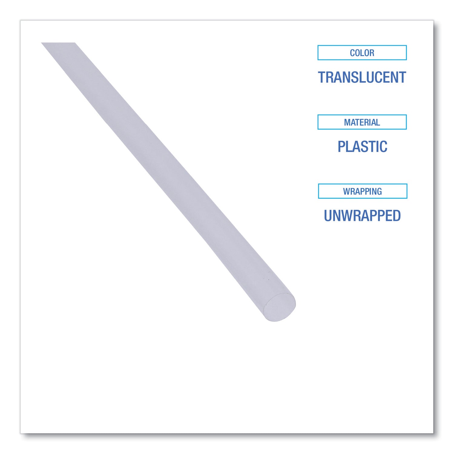 Boardwalk® Jumbo Straws, 7.75", Plastic, Translucent, Unwrapped, 250/pack, 50 Packs/carton