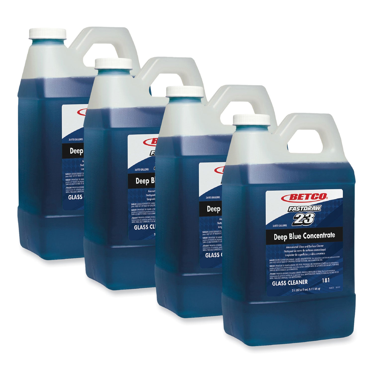 Betco® Deep Blue Glass and Surface Cleaner, 2 L Bottle, 4/Carton