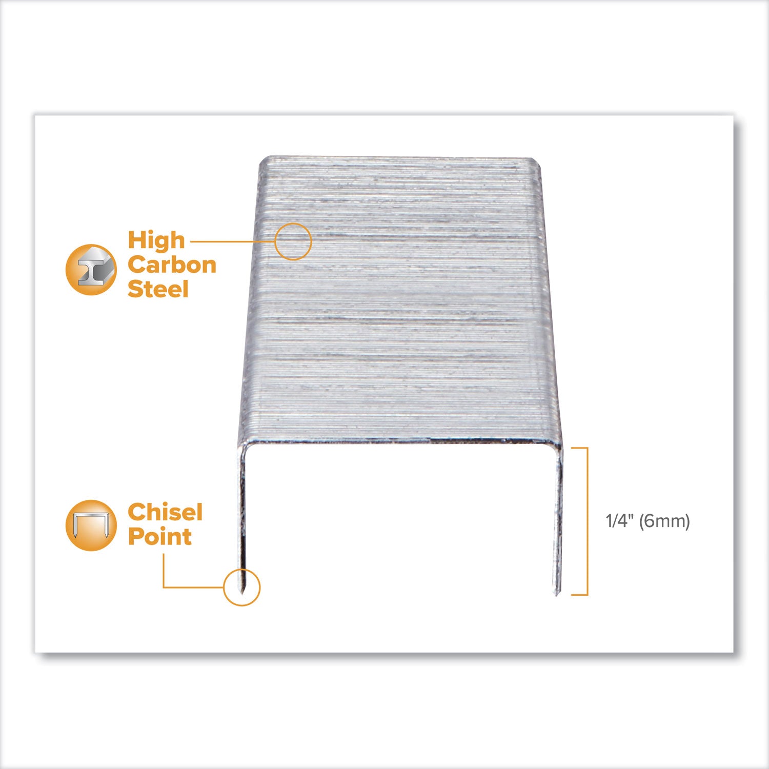 Bostitch® Standard Staples, 0.25" Leg, 0.5" Crown, Steel, 5,000/box
