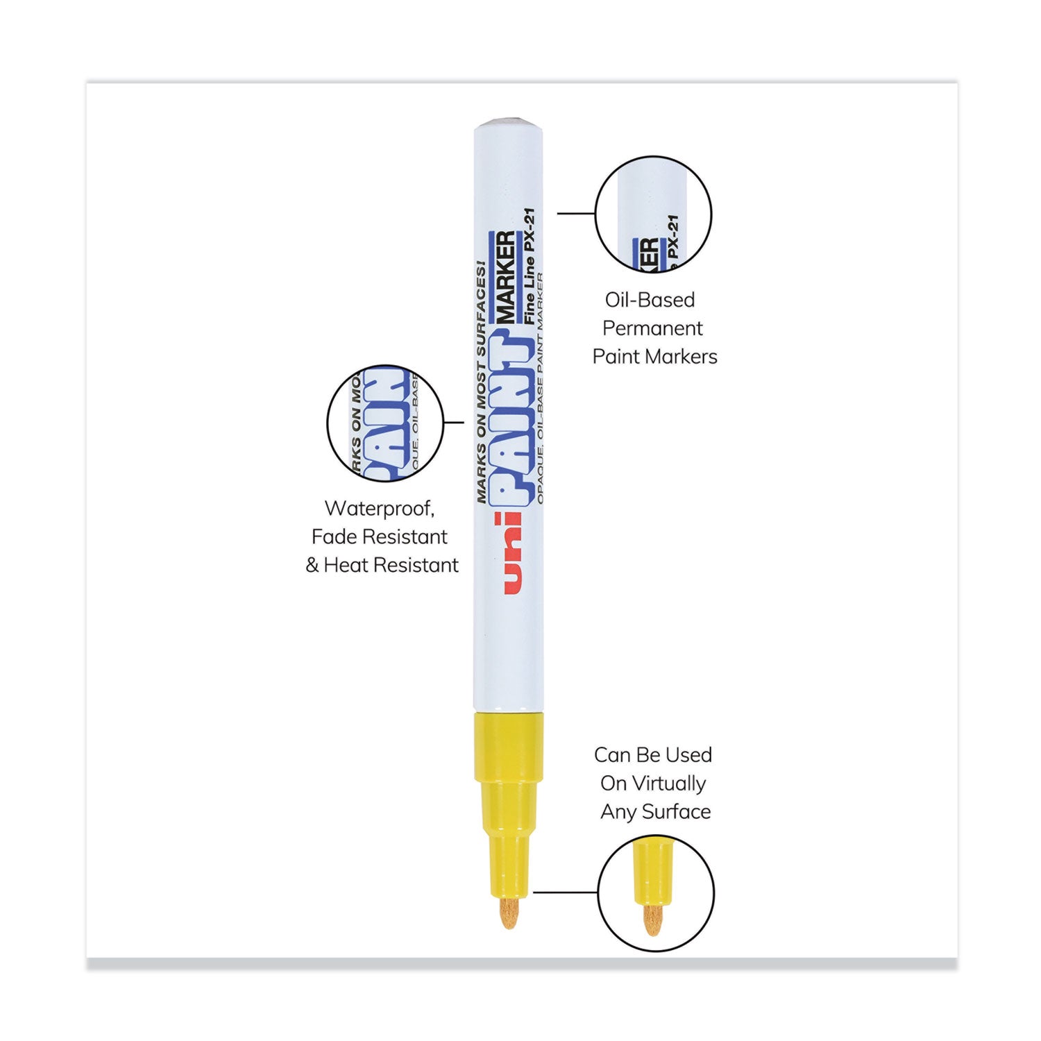 uni®-Paint Permanent Marker, Fine Bullet Tip, Yellow