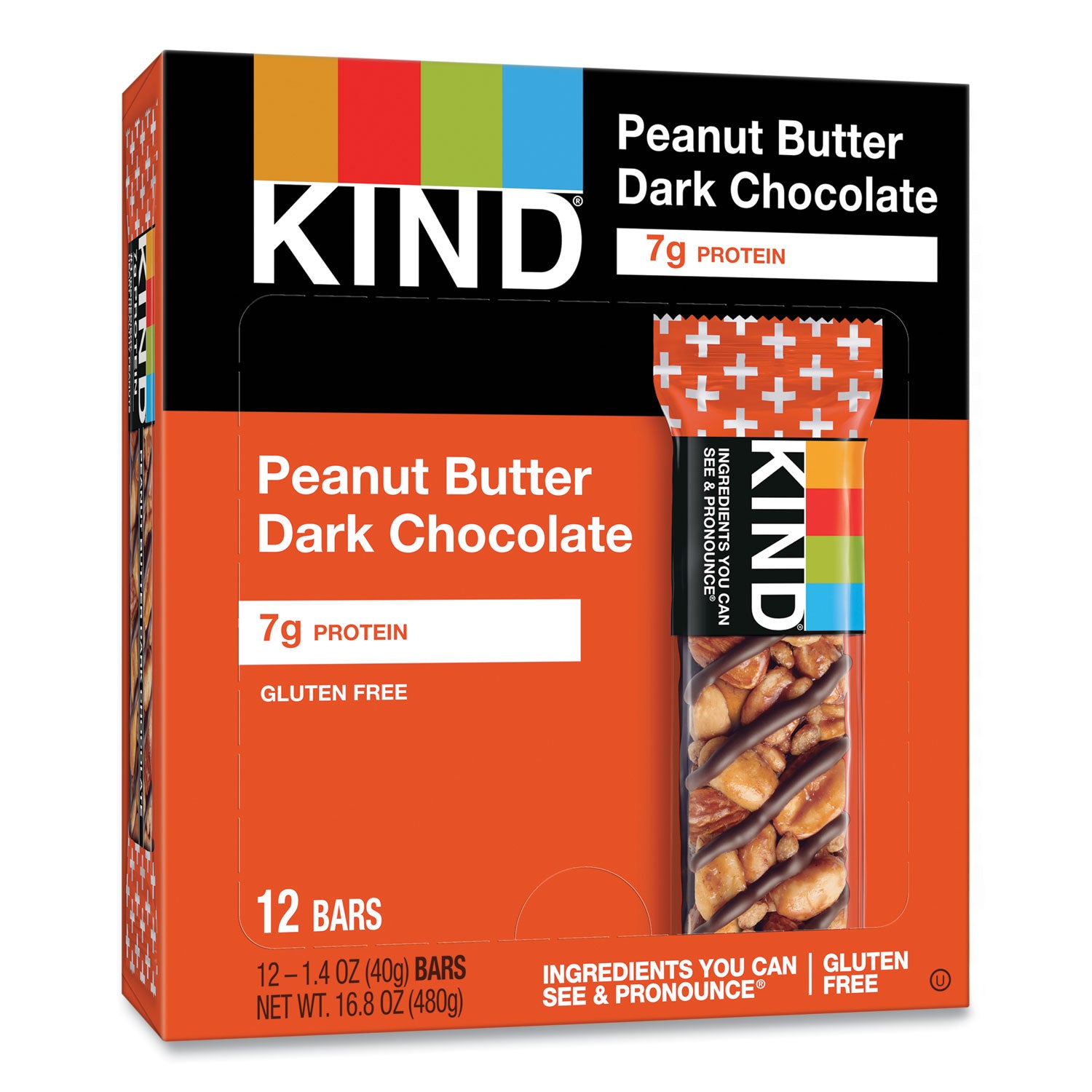 KIND Plus Nutrition Boost Bar, Peanut Butter Dark Chocolate/protein, 1.4 Oz, 12/box