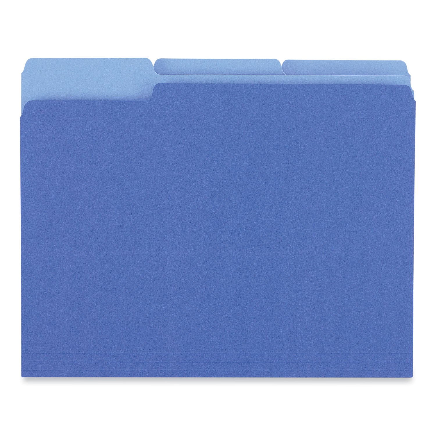 Universal® Interior File Folders, 1/3-Cut Tabs: Assorted, Letter Size, 11-pt Stock, Blue, 100/Box