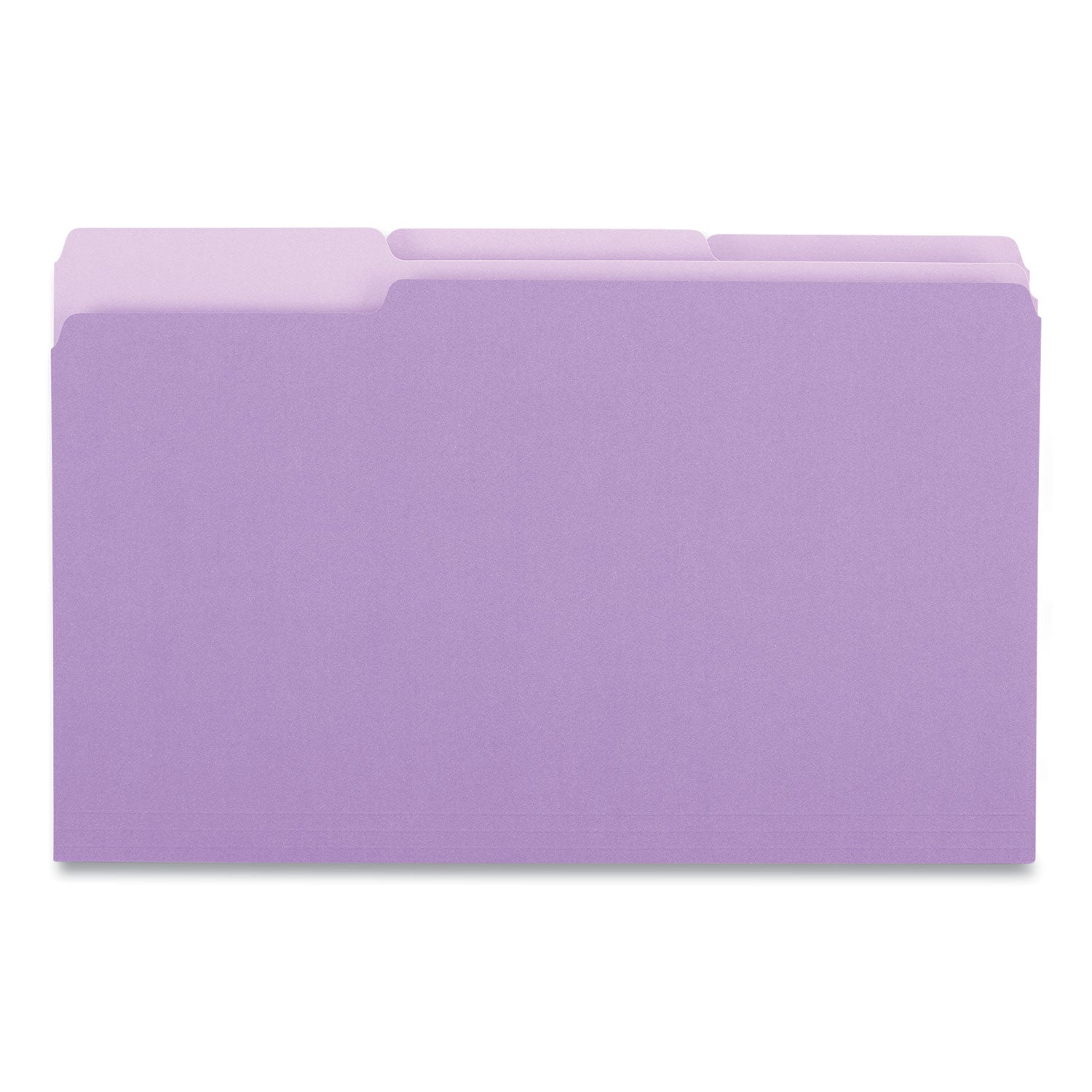 Universal® Interior File Folders, 1/3-Cut Tabs: Assorted, Legal Size, 11-pt Stock, Violet, 100/Box