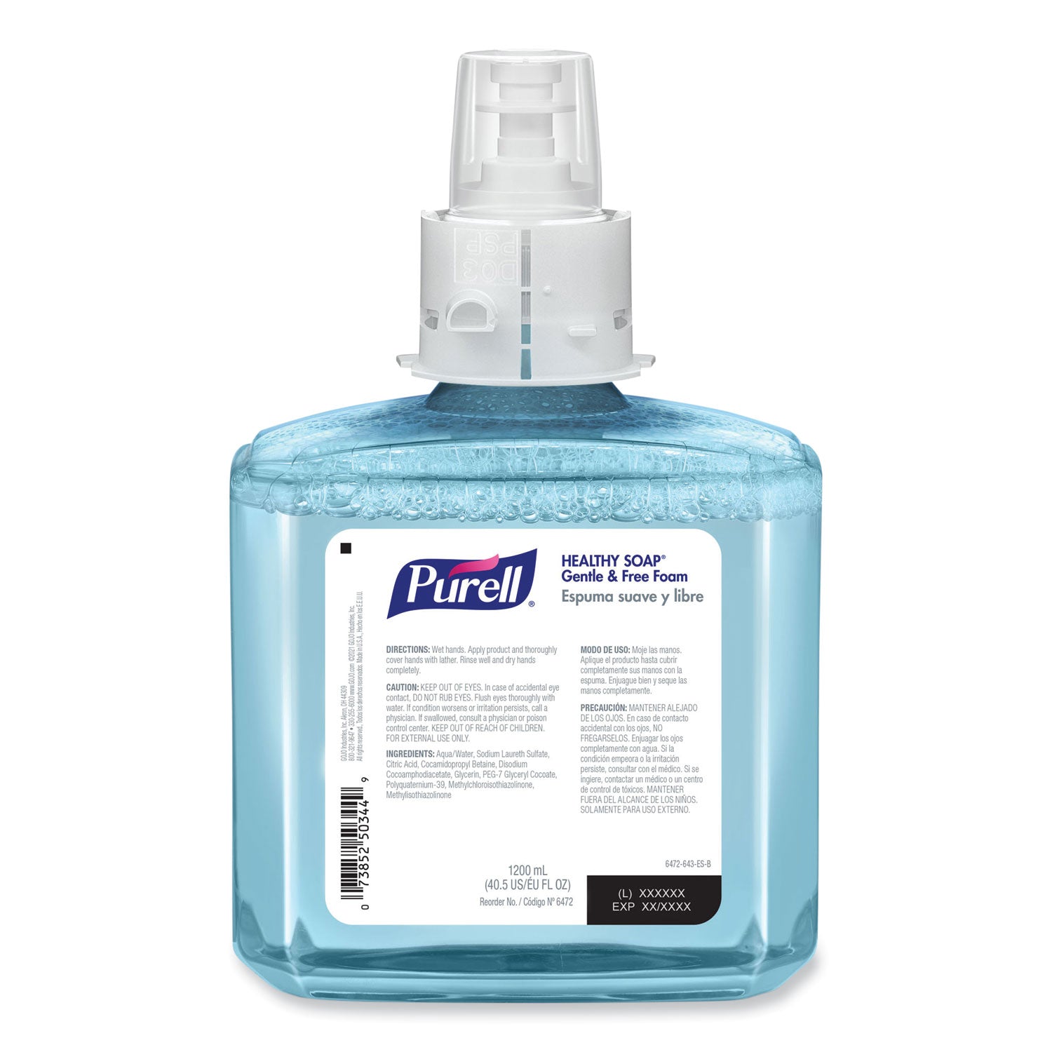 PURELL® HEALTHY SOAP Gentle and Free Foam Refill, For ES6 Dispensers, Fragrance-Free, 1,200 mL, 2/Carton