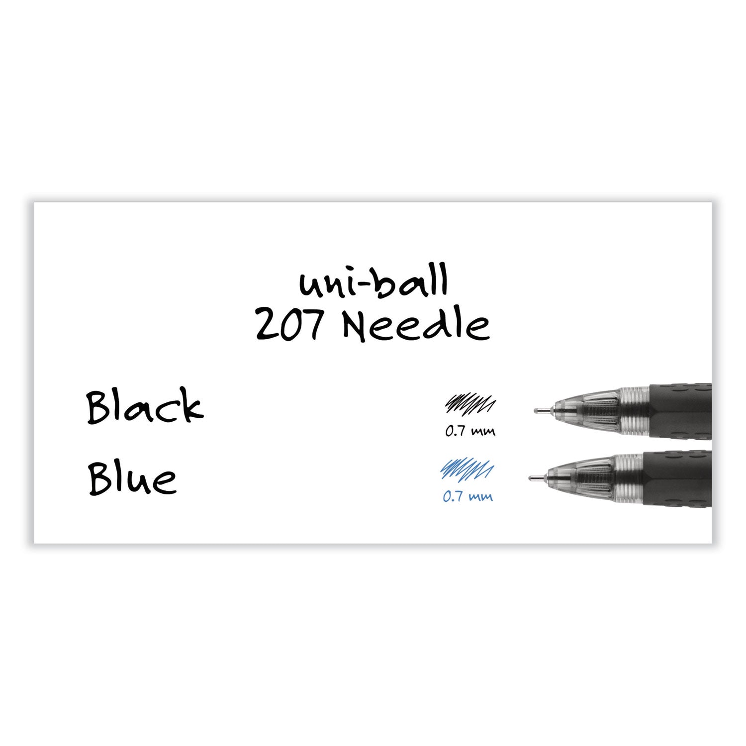 uniball® Signo 207 Needle Point Gel Pen, Retractable, Medium 0.7 mm, Black Ink, Clear/Black Barrel, Dozen