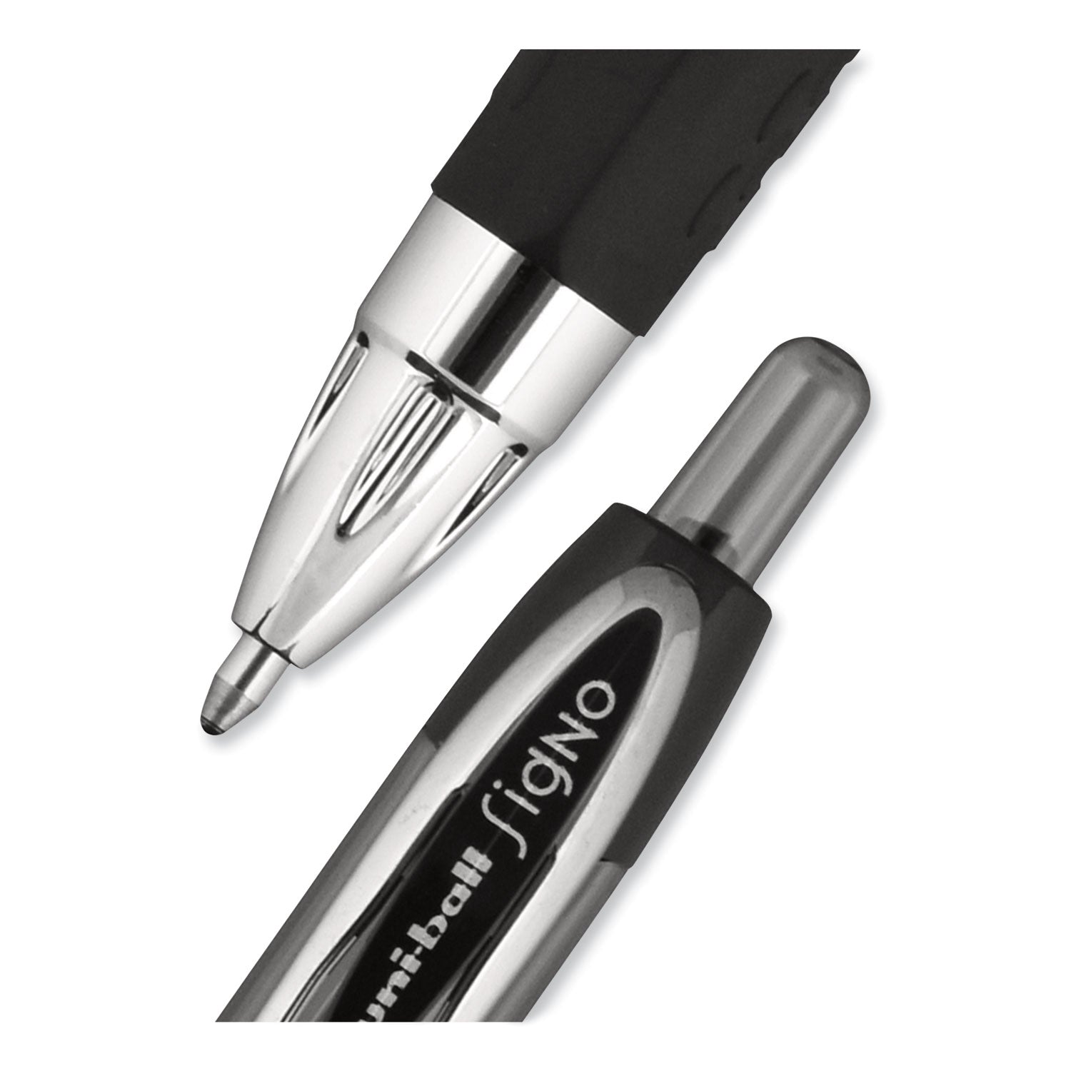 uniball® Signo 207 Gel Pen, Retractable, Bold 1 mm, Black Ink, Smoke/Black Barrel, Dozen