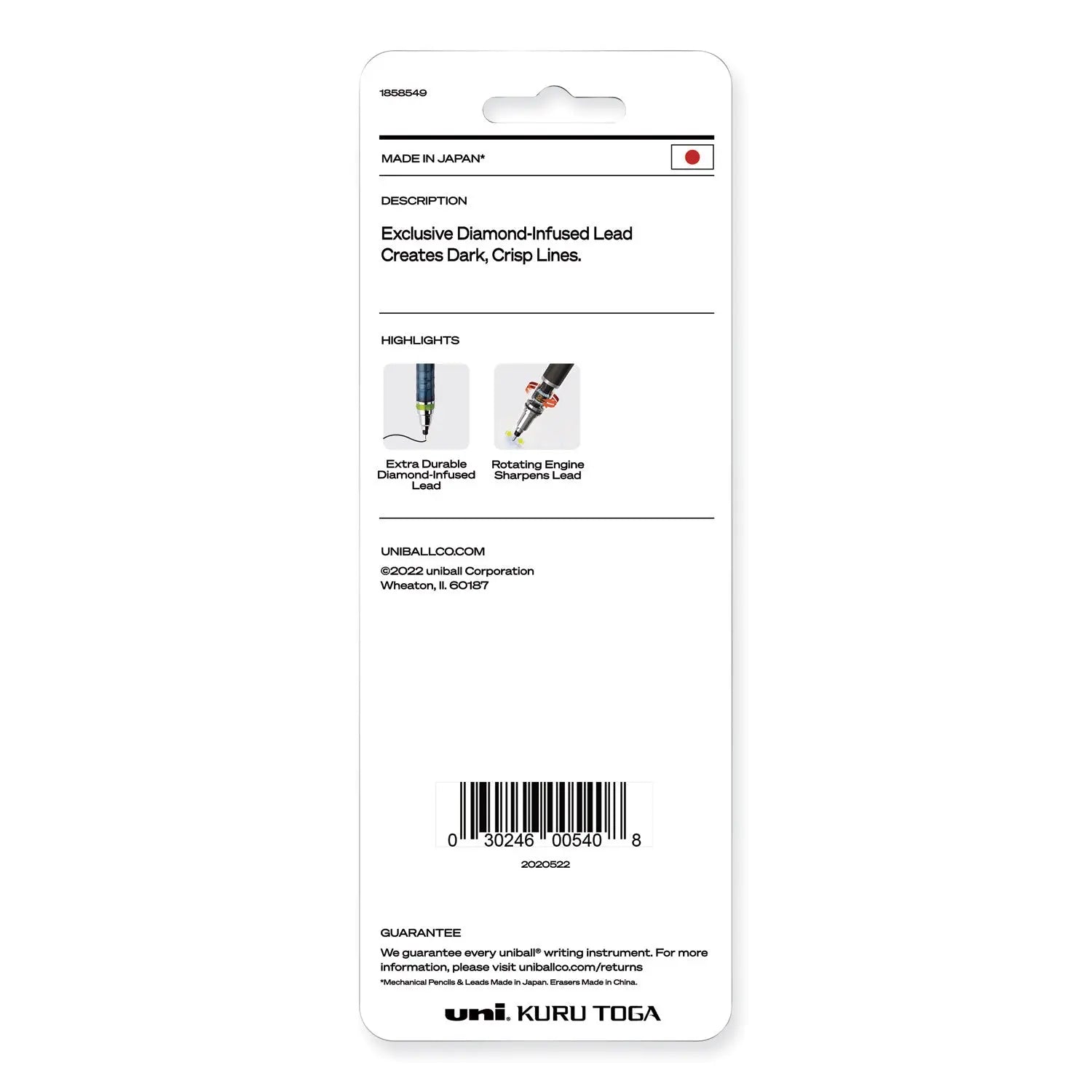 KuruToga Mechanical Pencil with Tube of Diamond Lead, 0.7 mm, HB (#2), Black Lead, Black/Green Barrel uniball® Flipcost