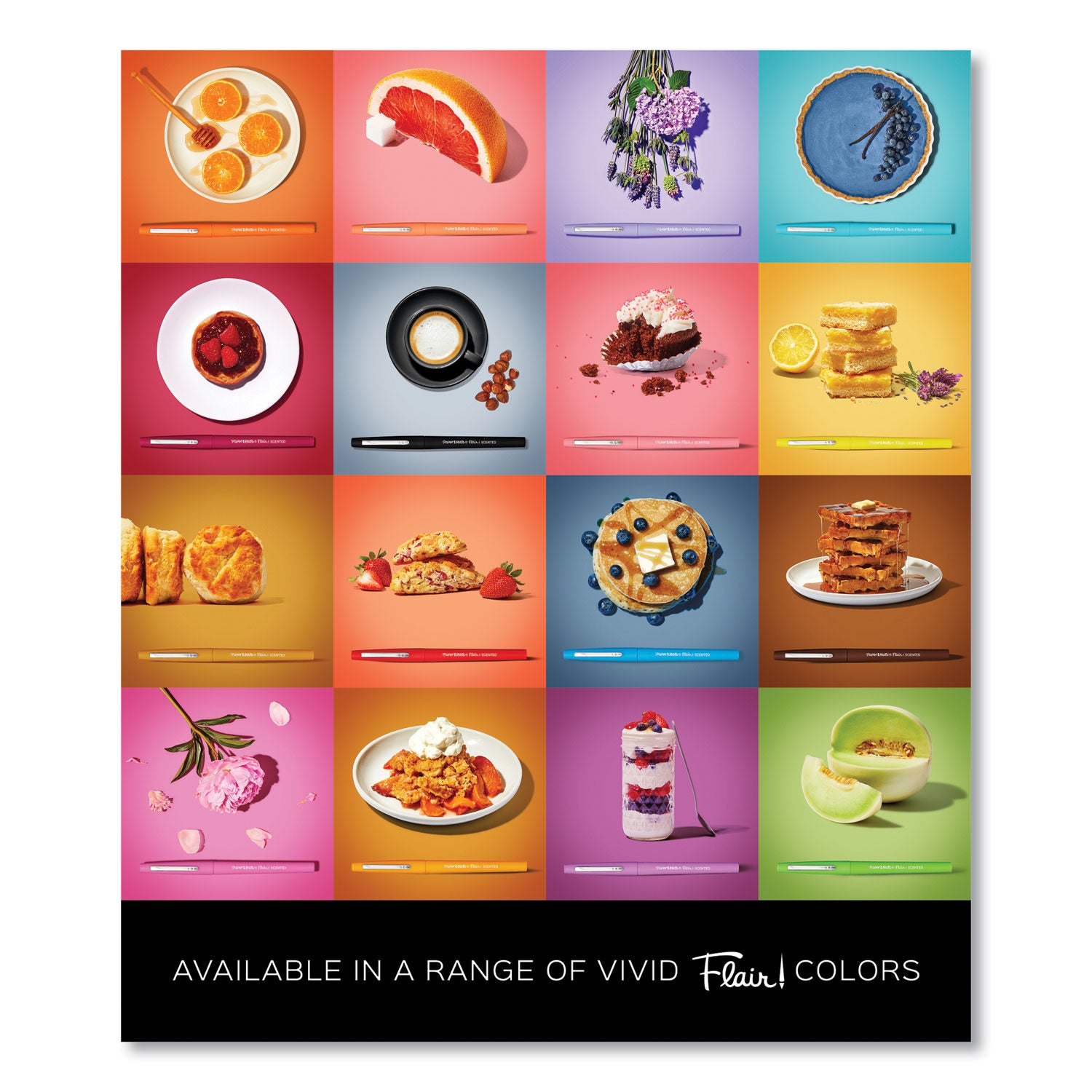 Paper Mate® Flair Scented Felt Tip Porous Point Pen, Stick, Medium 0.7 mm, Sunday Brunch Scents, Assorted Ink and Barrel Colors, 16/Pack