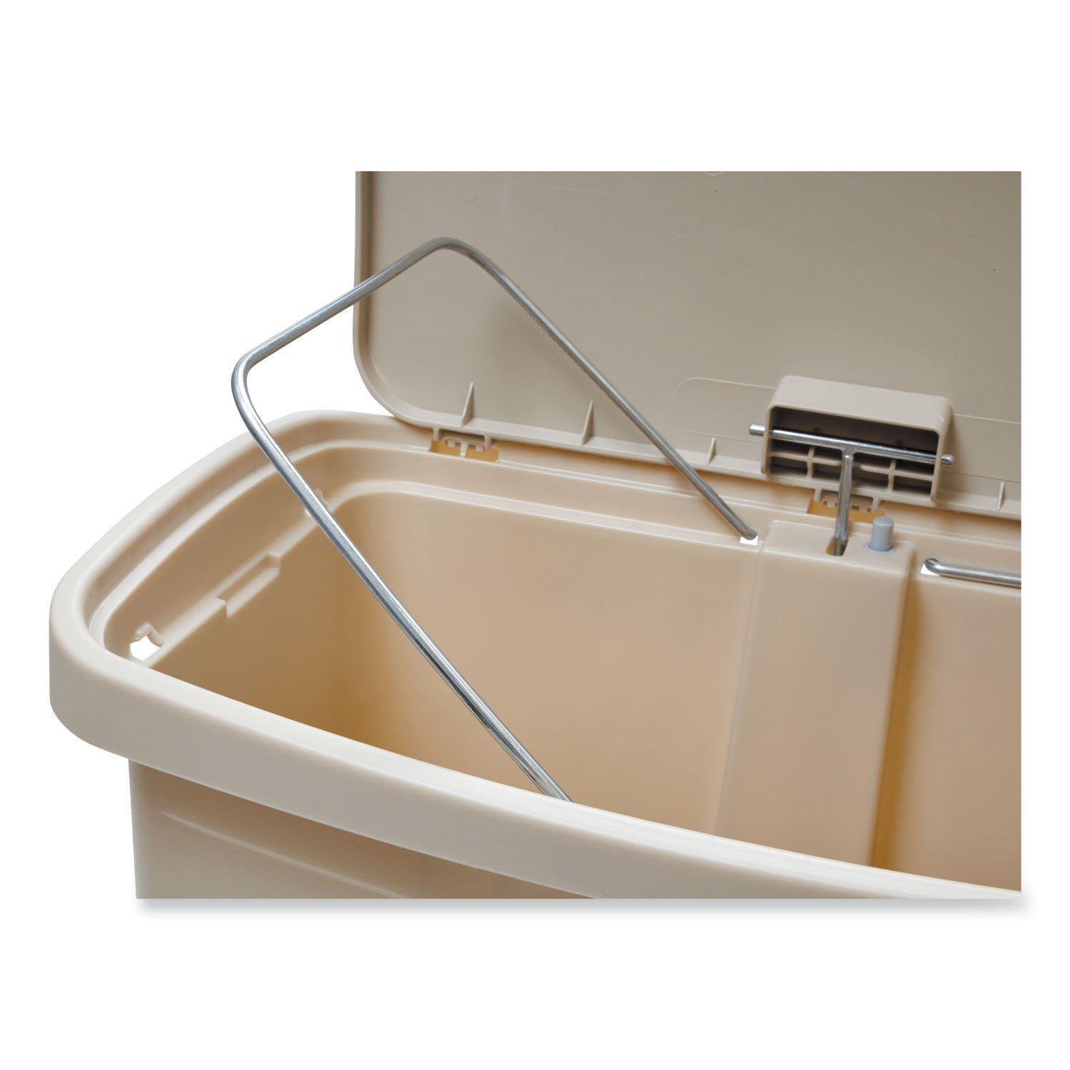 Rubbermaid® Commercial Streamline Resin Step-On Container, Front Step Style, 13 gal, Polyethylene, Beige