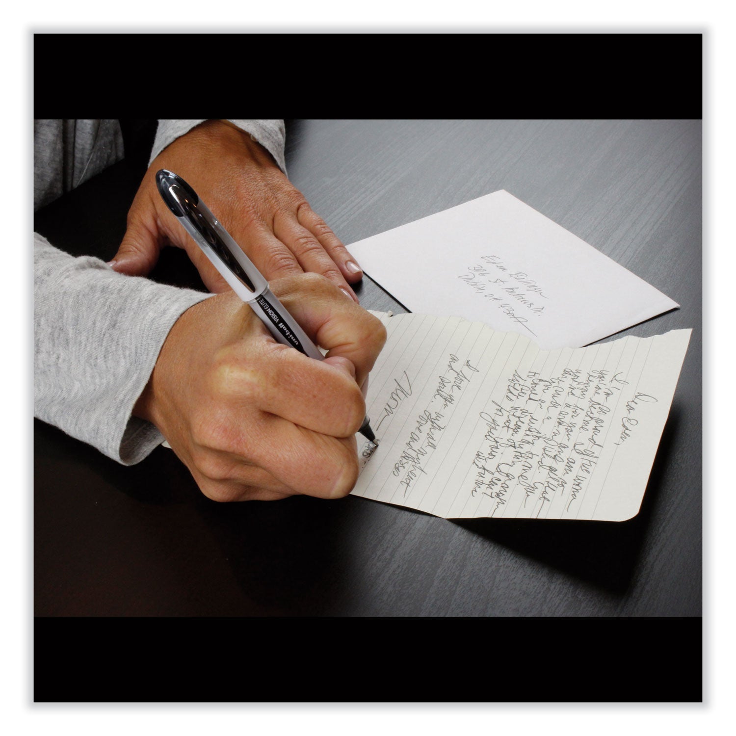 uniball® VISION ELITE Hybrid Gel Pen, Stick, Extra-Fine 0.5 mm, Black Ink, Black/Clear Barrel