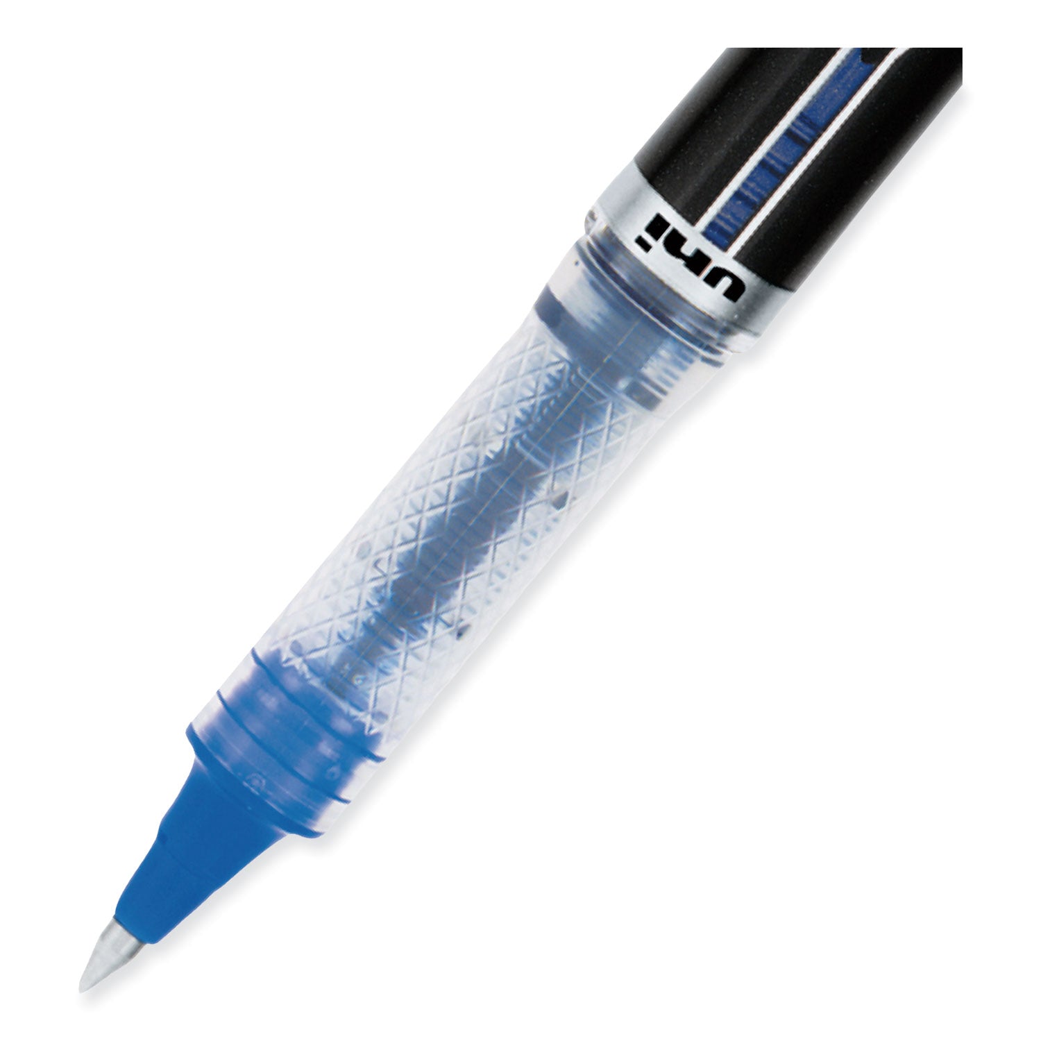 uniball® VISION ELITE Hybrid Gel Pen, Stick, Extra-Fine 0.5 mm, Blue Ink, Black/Blue/Clear Barrel