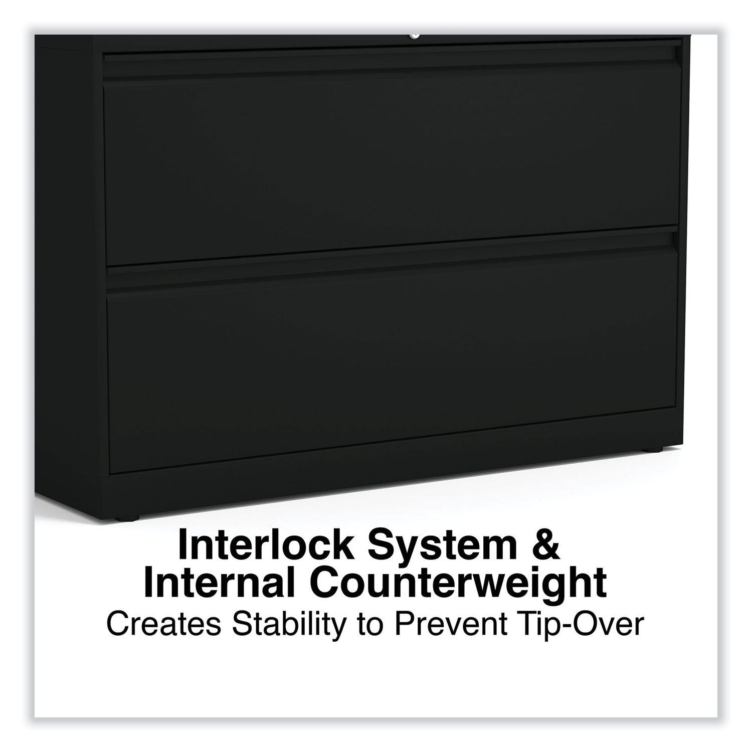 Alera® Lateral File, 2 Legal/Letter-Size File Drawers, Black, 42" x 18.63" x 28"