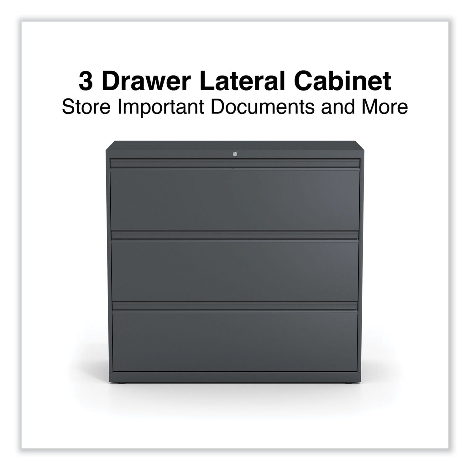 Alera® Lateral File, 3 Legal/Letter/A4/A5-Size File Drawers, Charcoal, 42" x 18.63" x 40.25"