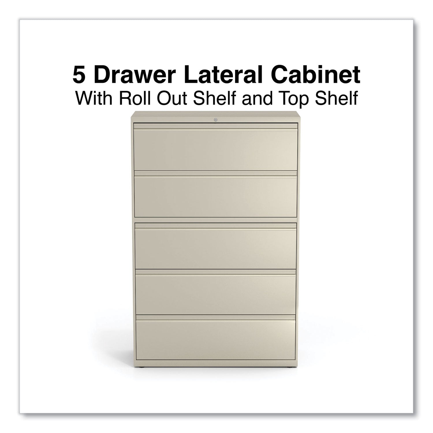 Alera® Lateral File, 5 Legal/Letter/A4/A5-Size File Drawers, Putty, 42" x 18.63" x 67.63"