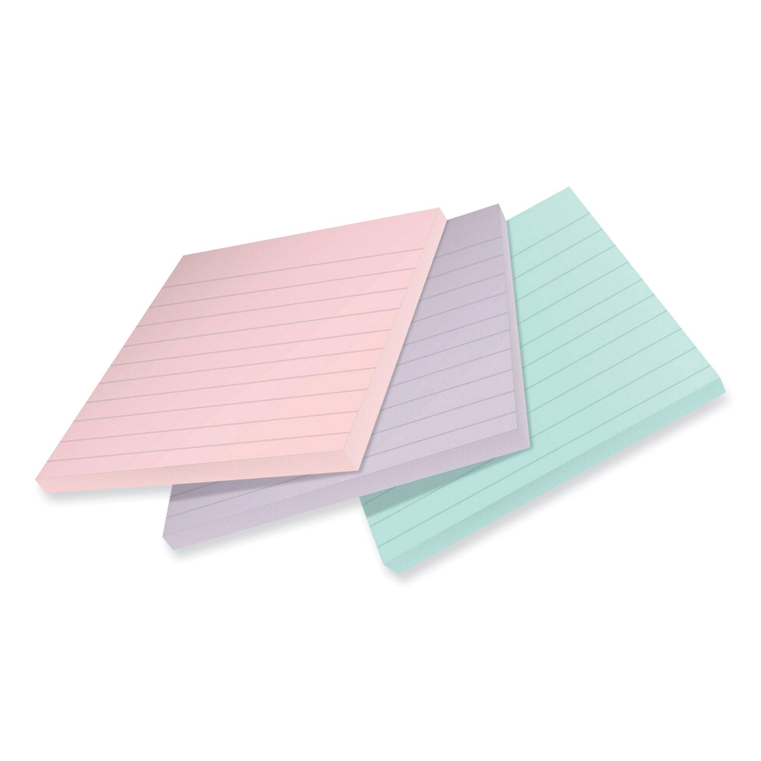 Post-it® Notes Super Sticky 100% Recycled Paper Super Sticky Notes, Ruled, 4" x 4", Wanderlust Pastels, 70 Sheets/Pad, 3 Pads/Pack
