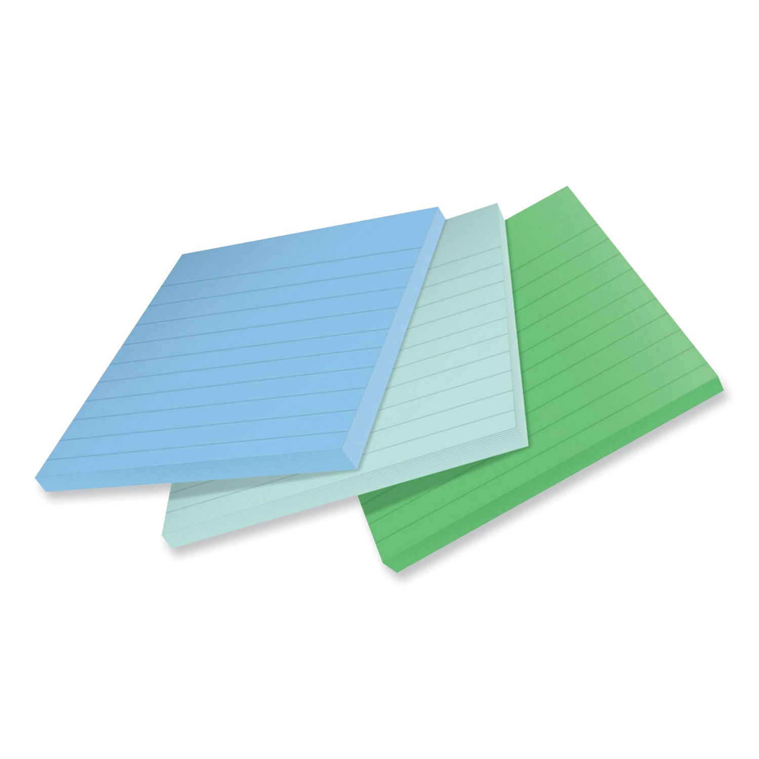 Post-it® Notes Super Sticky 100% Recycled Paper Super Sticky Notes, Ruled, 4" x 4", Oasis, 70 Sheets/Pad, 3 Pads/Pack