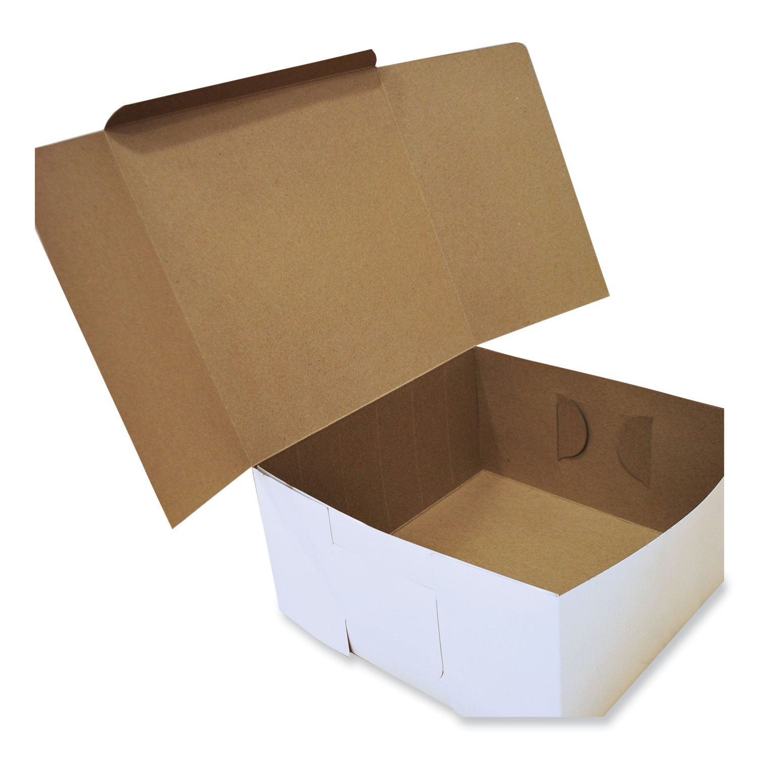 SCT® White One-Piece Non-Window Bakery Boxes, Standard, 12 x 12 x 6, White/Brown, Paper, 50/Bundle
