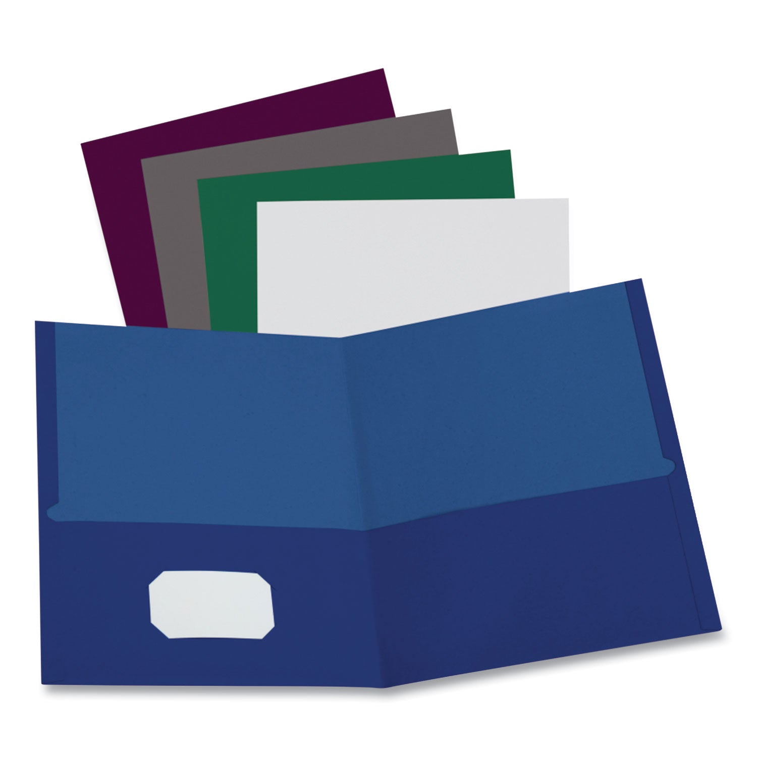 Oxford™ Linen Finish Twin Pocket Folders, 100-Sheet Capacity, 11 X 8.5, Navy, 25/box