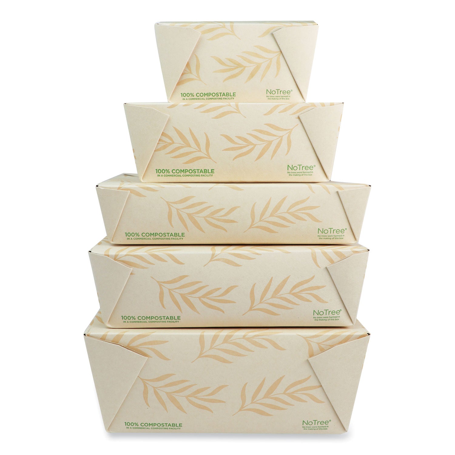 World Centric® No Tree Folded Takeout Containers, 95 oz, 6.5 x 8.7 x 3.5, Natural, Sugarcane, 160/Carton