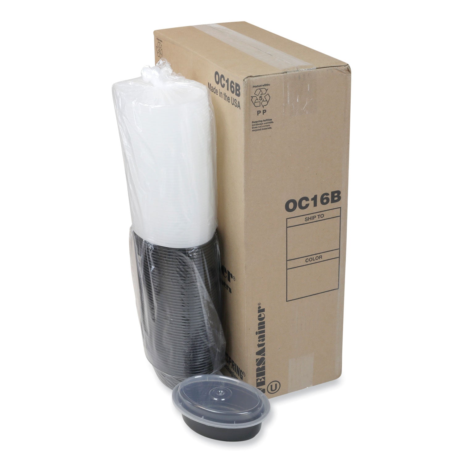 Pactiv Evergreen Newspring VERSAtainer Microwavable Containers, Oval, 16 oz, 6.8 x 4.8 x 1.9, Black/Clear, Plastic, 150/Carton