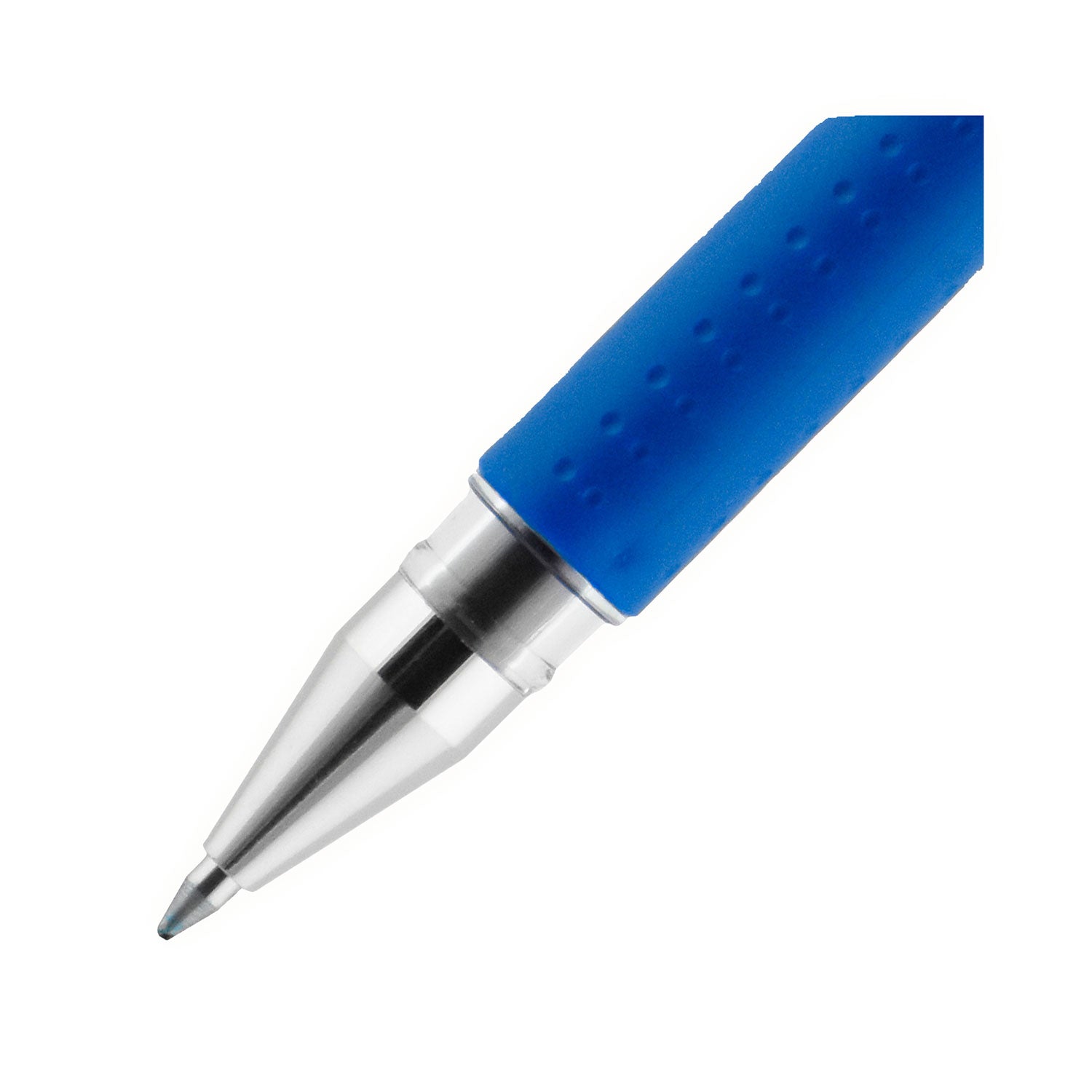 uniball® Signo GRIP Gel Pen, Stick, Medium 0.7 mm, Blue Ink, Clear/Blue/Silver Barrel, Dozen