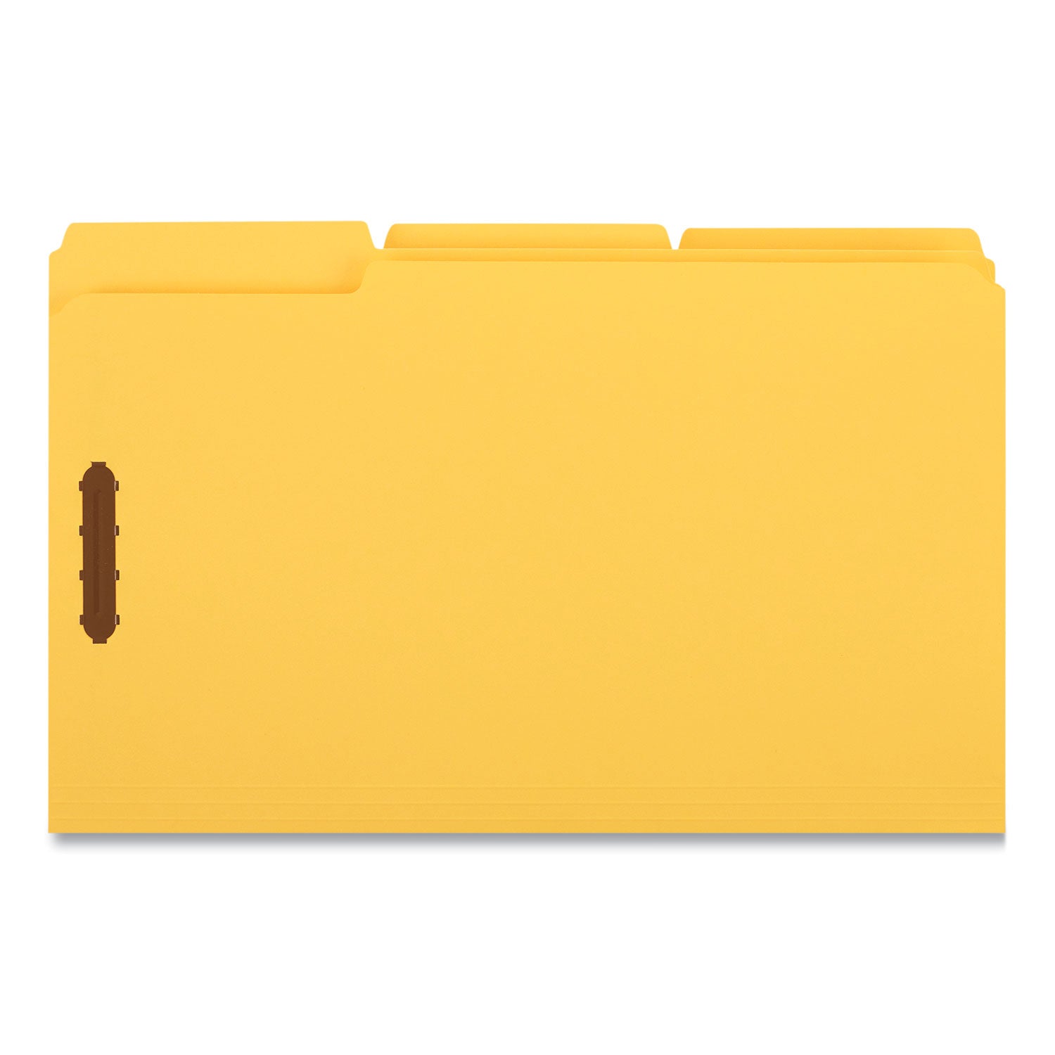 Universal® Deluxe Reinforced Top Tab Fastener Folders, 0.75" Expansion, 2 Fasteners, Legal Size, Yellow Exterior, 50/Box
