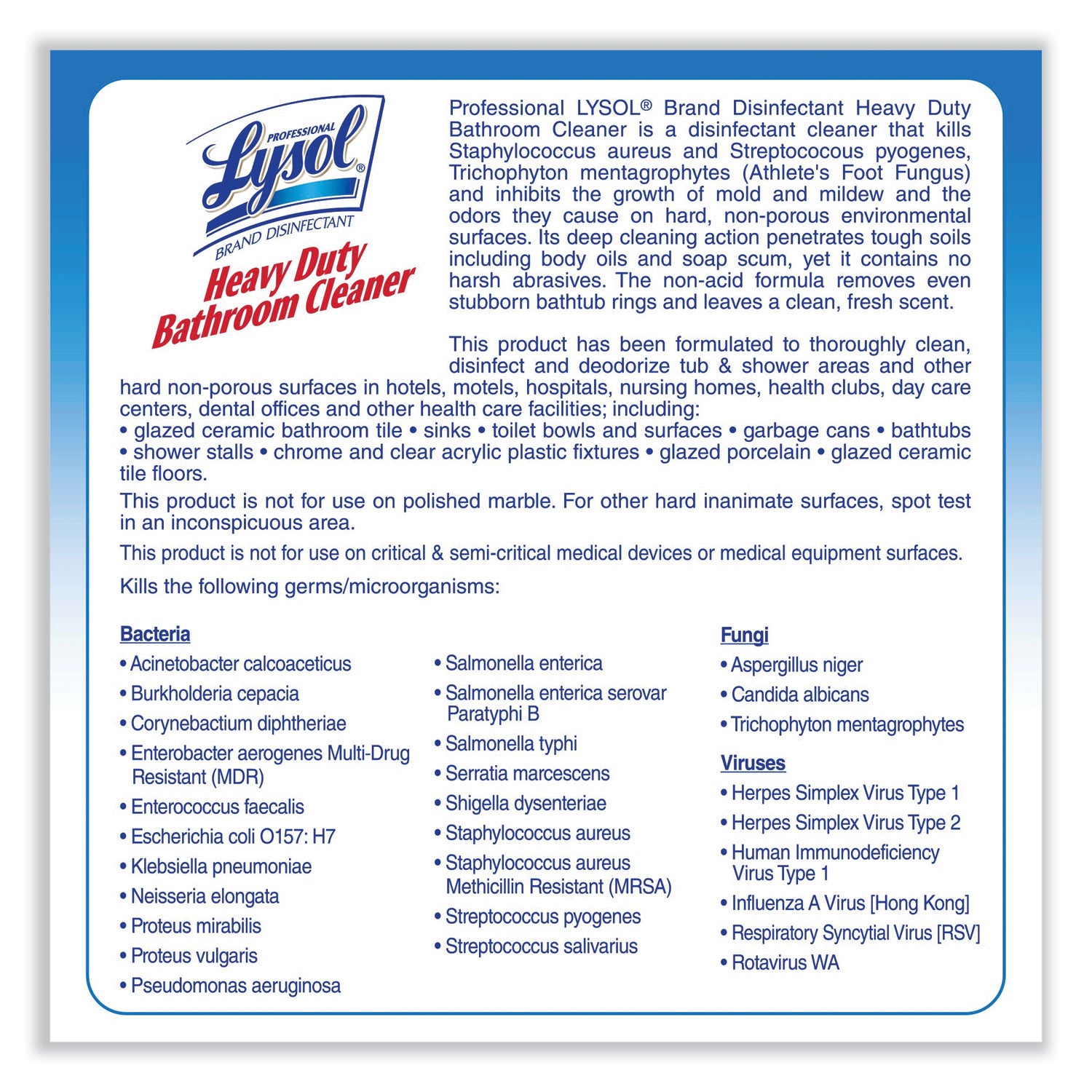 Professional LYSOL® Brand Disinfectant Heavy-Duty Bathroom Cleaner Concentrate, Fresh Lime, 1 gal Bottle