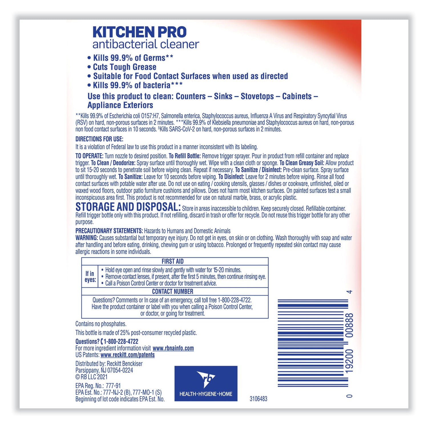 LYSOL® Brand Kitchen Pro Antibacterial Cleaner, Citrus Scent, 22 Oz Spray Bottle